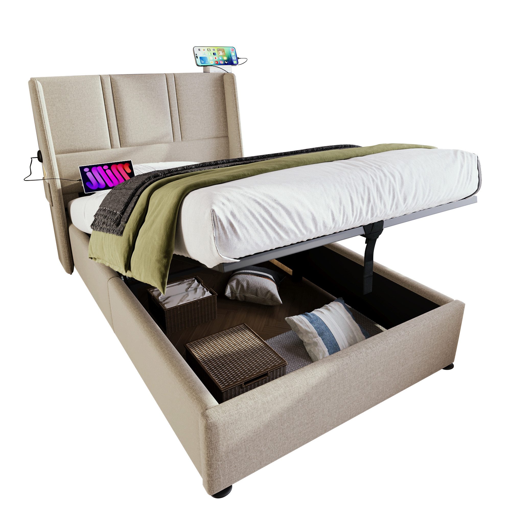 BlingBin Stauraumbett Polsterbett Bett mit Lattenrost günstig online kaufen