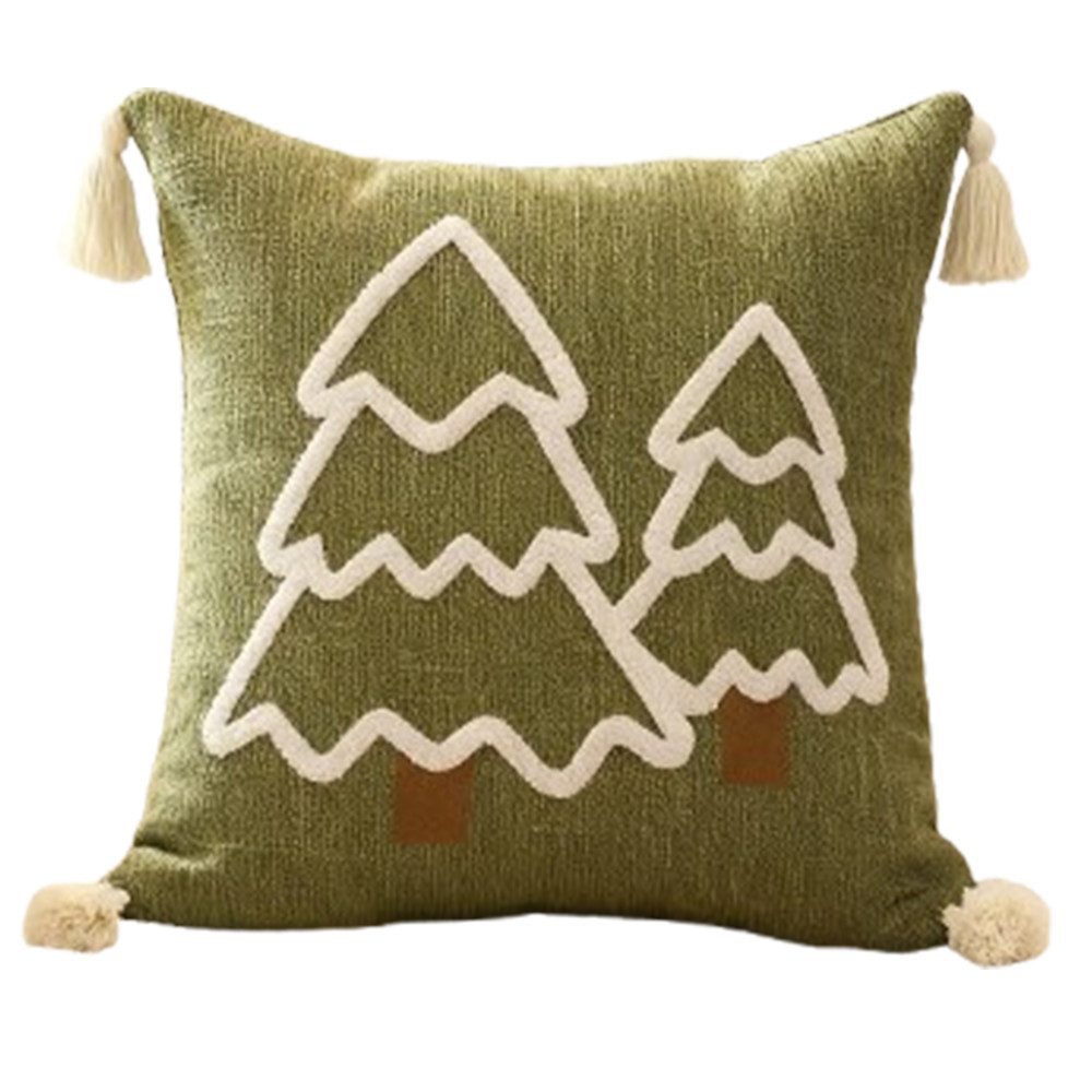 CLTYQ Kissenbezug Weihnachtskissenbezüge 45 x 45 cm Das Weihnachtsbaum,1er-Set, (1 Stück), weiche Baumwoll-Leinen-Mischung mit Quasten, festliche Dekoration, Kissenhülle
