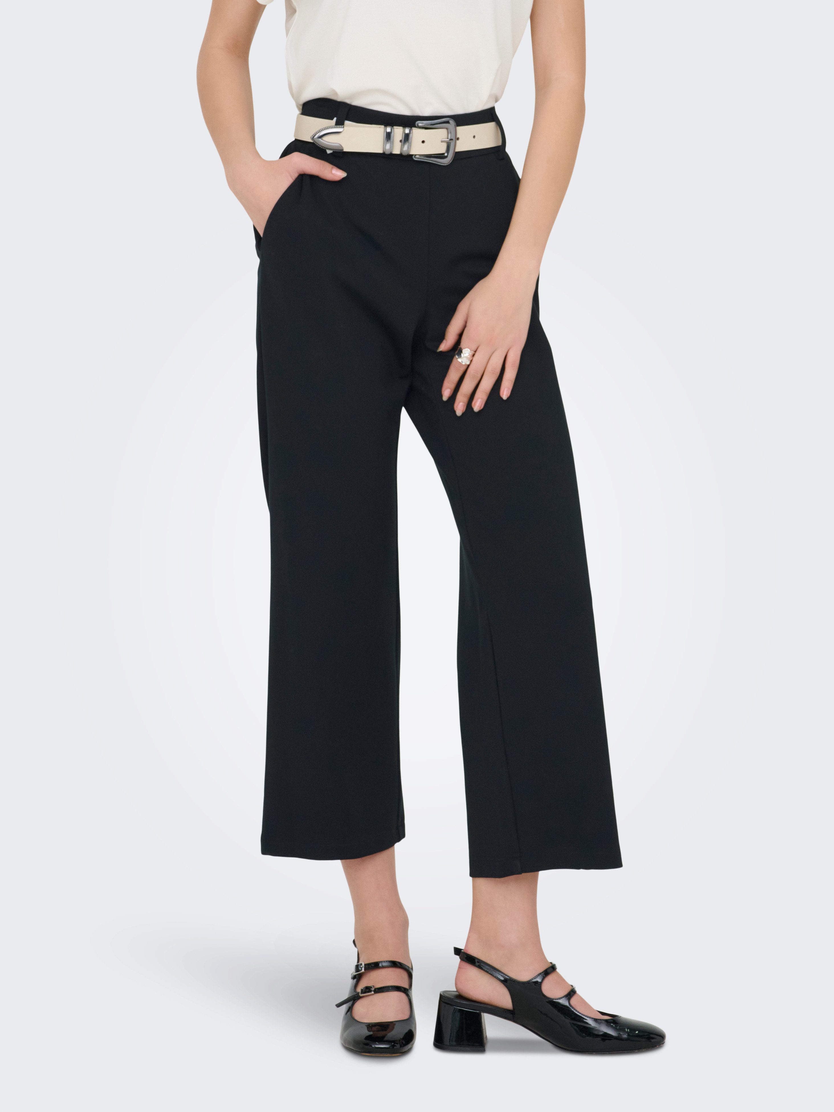 ONLY Culotte ONLPOPTRASH LIFE MW STRAIGHT CULOTTE PNT elastisches Bündchen hinten