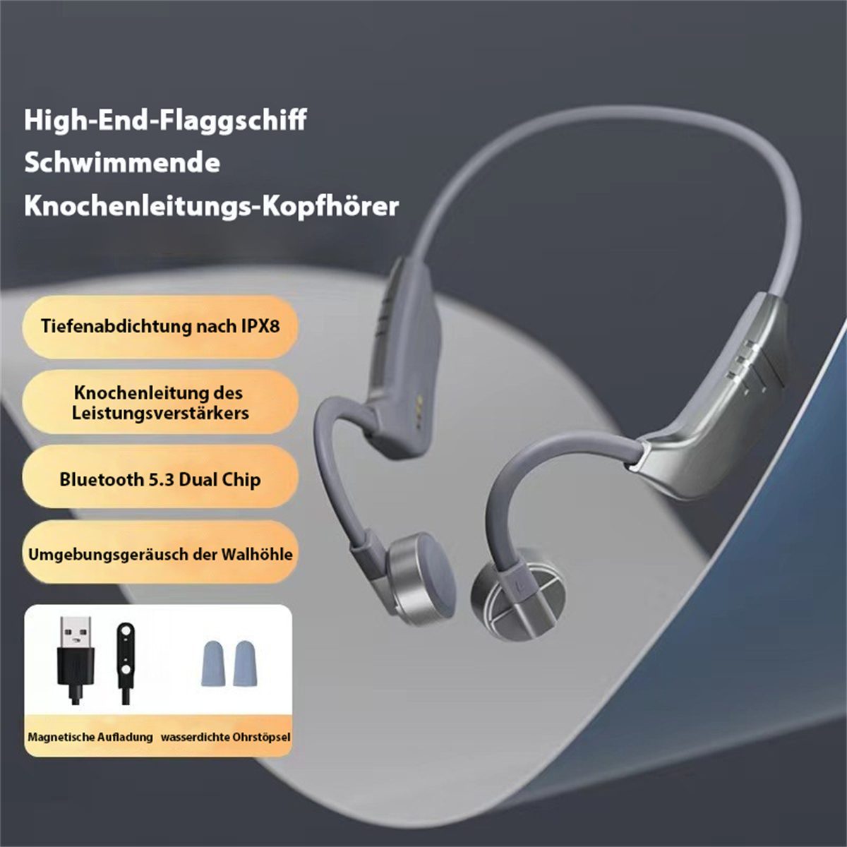 + wasserdicht Stunden In-Ear-Kopfhörer 5.3) carefully + Akkulaufzeit wasserdicht 10 Sportlicher Knochenleitungs-Bluetooth-Kopfhörer (IPX8 selected Bluetooth kabelloser