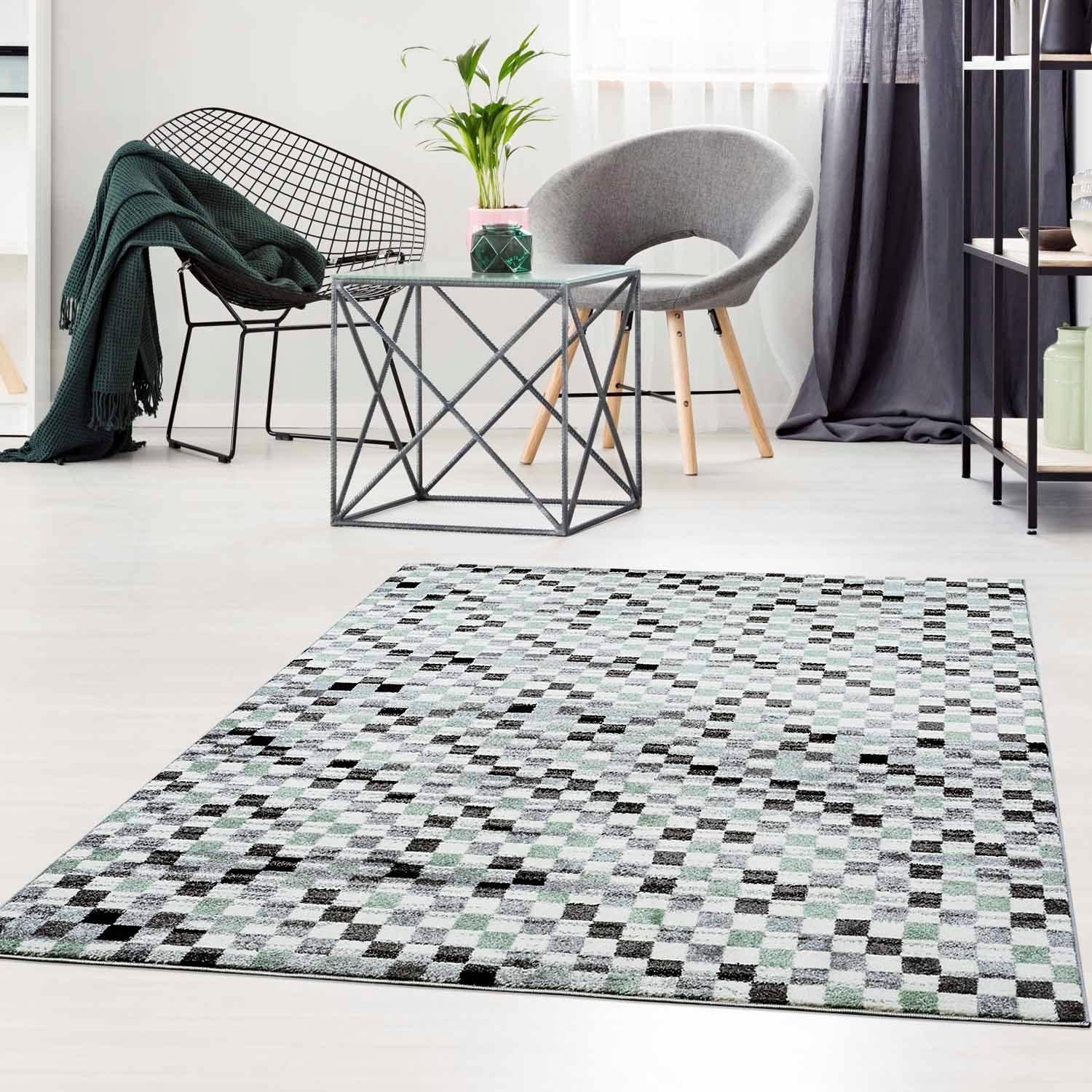 Carpet City Teppich Moda 1141, rechteckig, Höhe: 11 mm, Kurzflor, Karo, wei günstig online kaufen