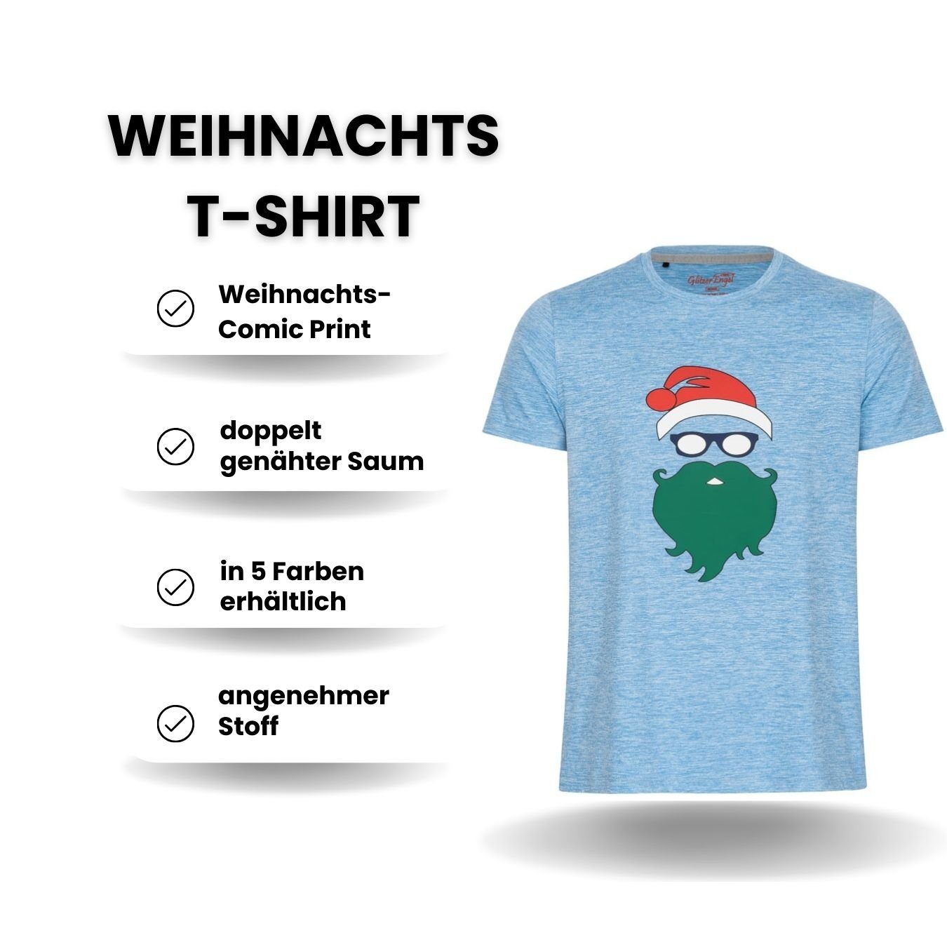 Berlinsel T-Shirt Weihnachtsfoto Männer Herren blau Weihnachtsoutfit Weihnachtsshirt Weihnachtsfeier, Printshirt Weihnachtsgeschenk
