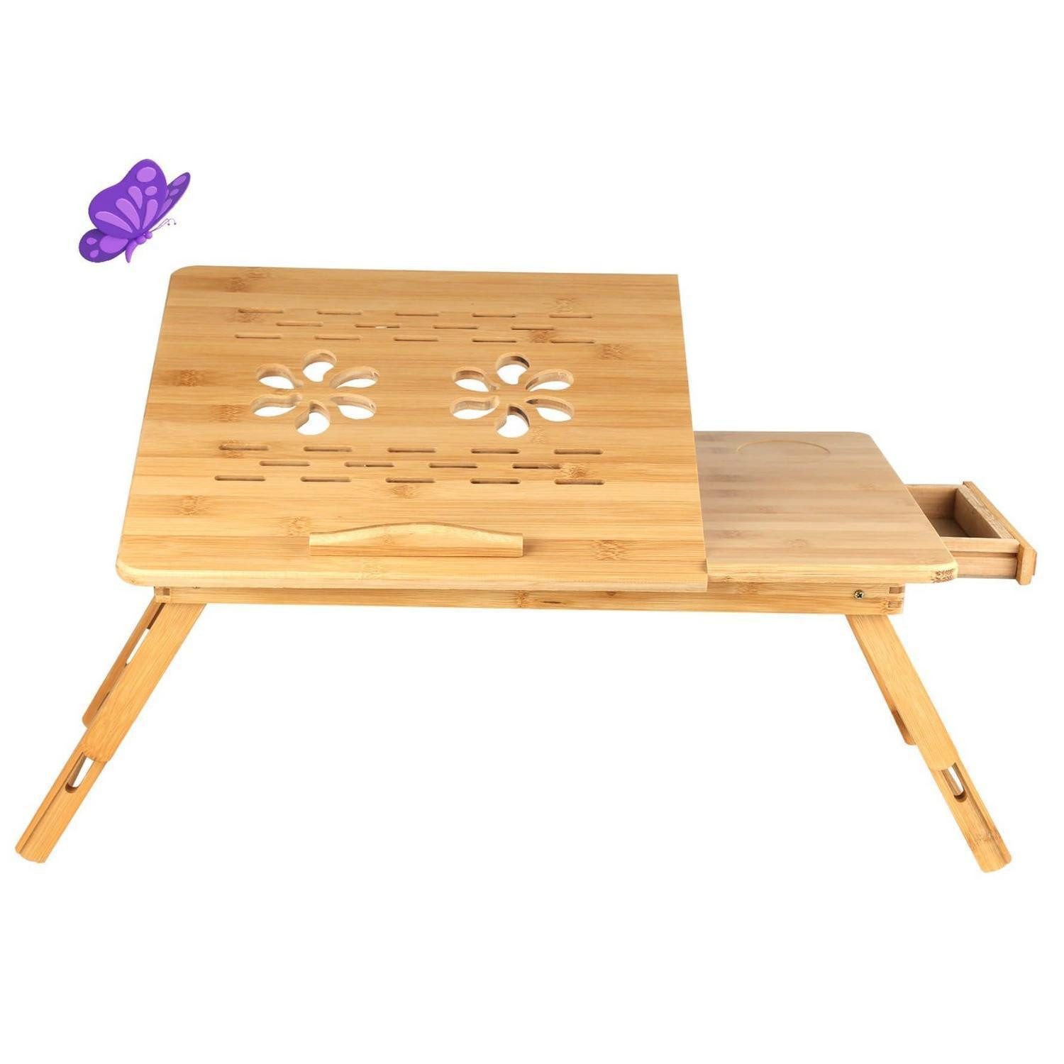 LuxusKollektion Laptoptisch Laptoptisch höhenverstellbar faltbar naturfarben (1-St)
