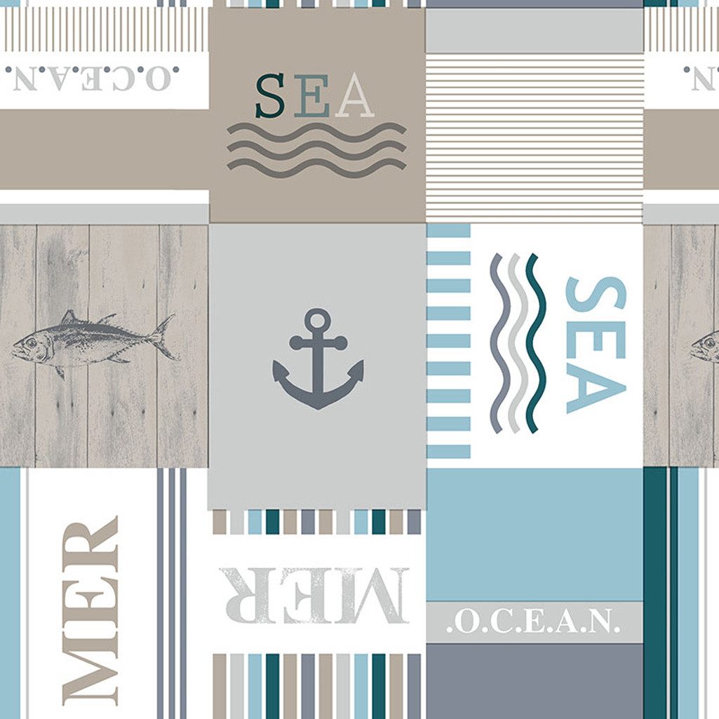texpot Tischdecke Wachstuch Meer Maritim Fisch Anker See abwischbar (1-tlg)