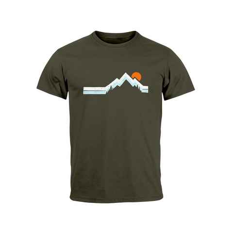 Neverless Print-Shirt Herren T-Shirt Berg Wandern Natur Outdoor Printshirt mit Aufdruck Fash mit Print