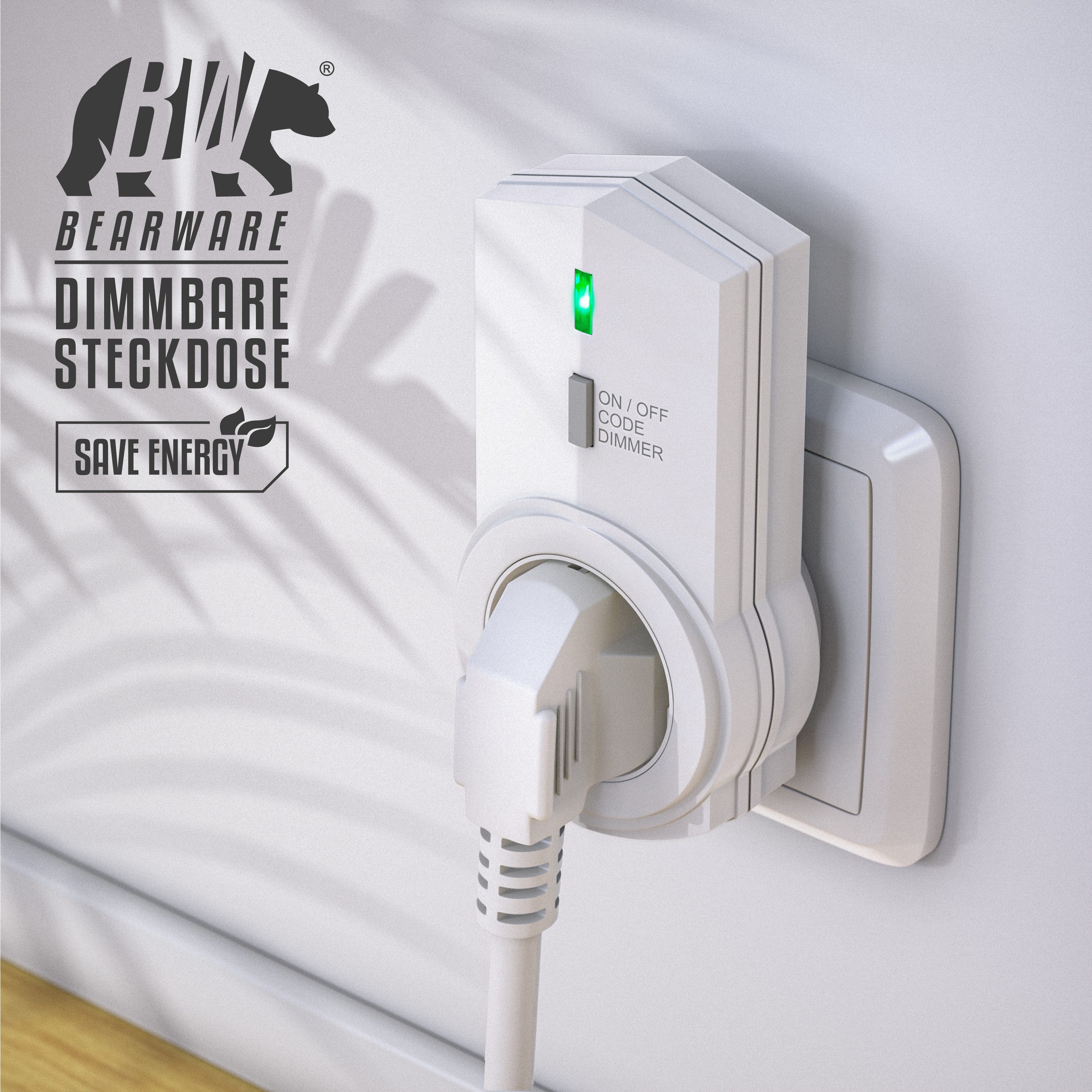 BEARWARE Funksteckdose Dimmbare Funk Steckdosen 2er Set mit Fernbedienung, IP20, Dimmbar, 2er Set mit Fernbedienung, Innenbereich, Berührungsschutz