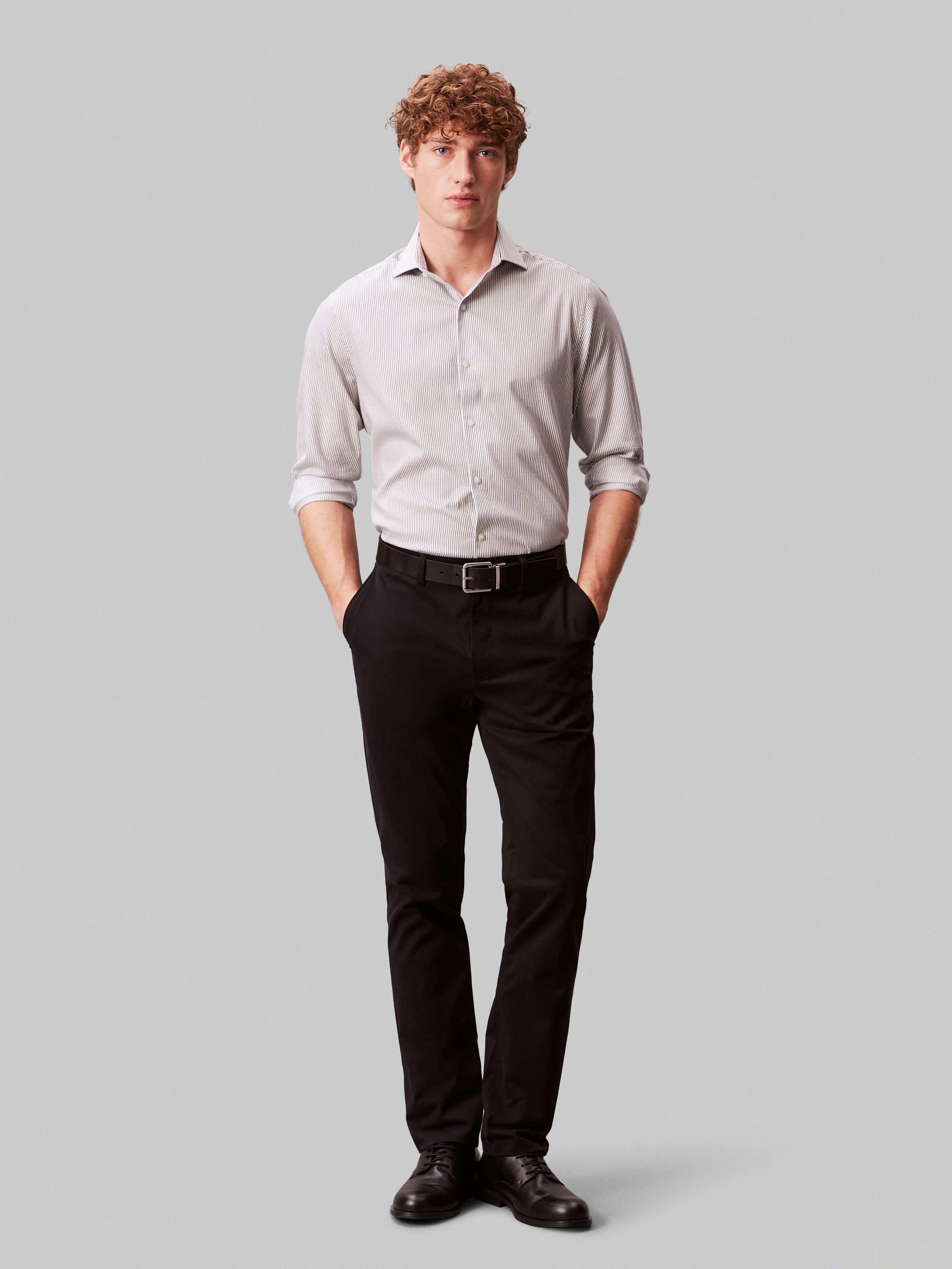 Calvin Klein Businesshemd SLIM SFT WSHD STR STP Slim fit mit Knopfleiste