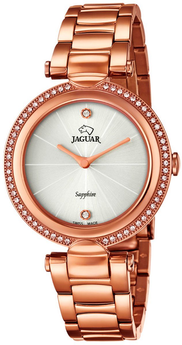 JAGUAR Quarzuhr Jaguar Damen Uhr J831/1 Edelstahl, Damen Armbanduhr rund,  Edelstahlarmband kupfer, roségold, Fashion