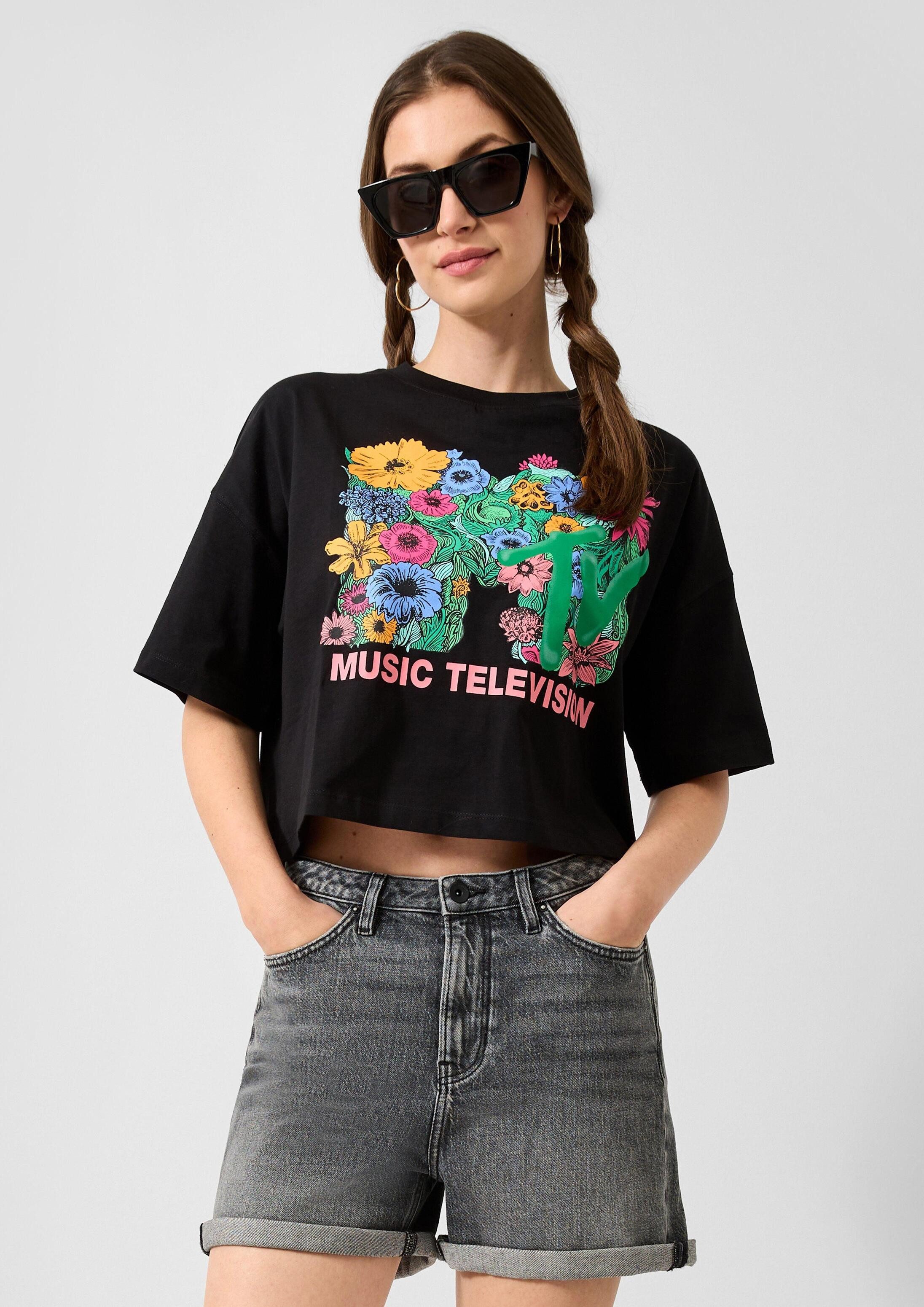 QS Kurzarmshirt T-Shirt Boxy Shirt mit MTV®-Print
