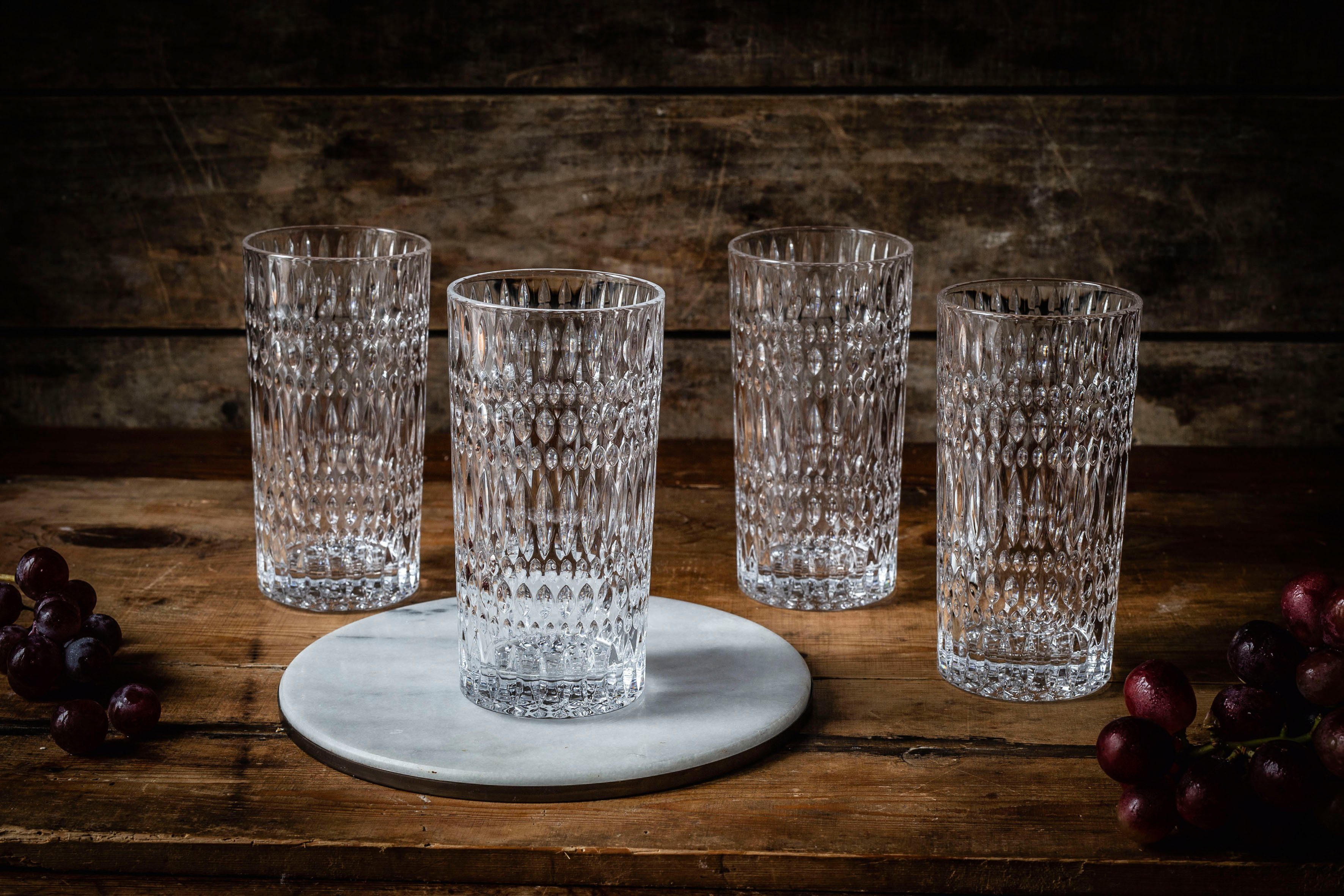 Nachtmann Longdrinkglas Ethno, 4-tlg., Kristallglas, Made in Germany, 422 ml, 4-teilig