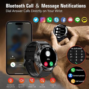 Soprii Fur Herren mit Telefonfunktion Touchscreen Fitness Tracker Smartwatch (1,39 Zoll, Android / iOS), mit Pulsmesser Schlafmonitor Sportuhr Aktivitätstracker 100+ Sportmodi