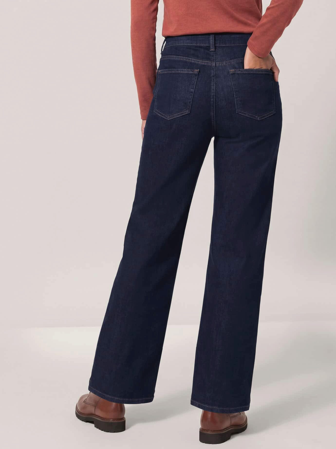 Walbusch Stretch-Jeans Damen 5 Pocket Jeans mit weitem Bein Regular fit