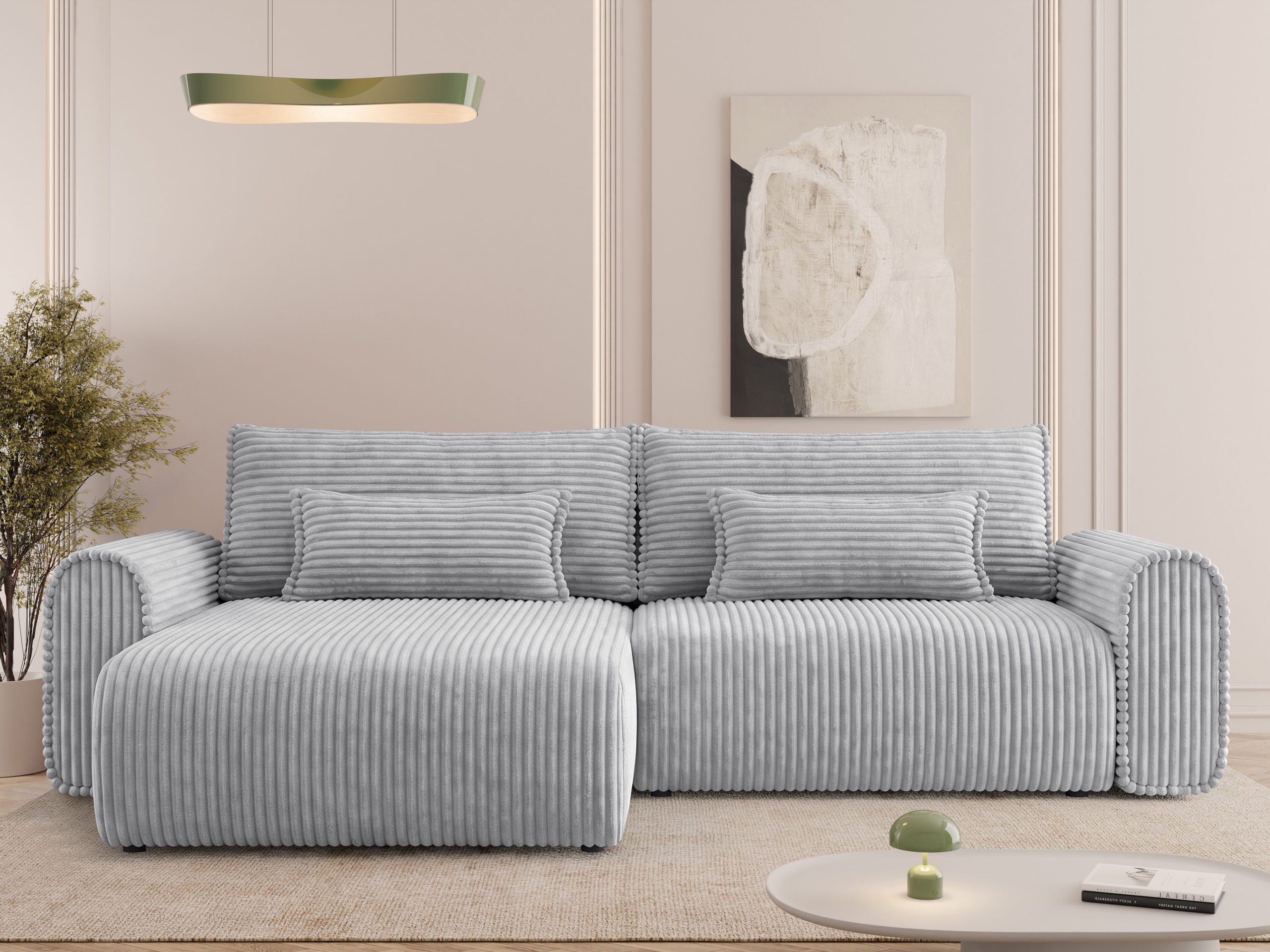 MIRJAN24 Ecksofa Surles Cord, mit Bettkasten und Schlaffunktion, Kissen-Set, 245x145x82 cm
