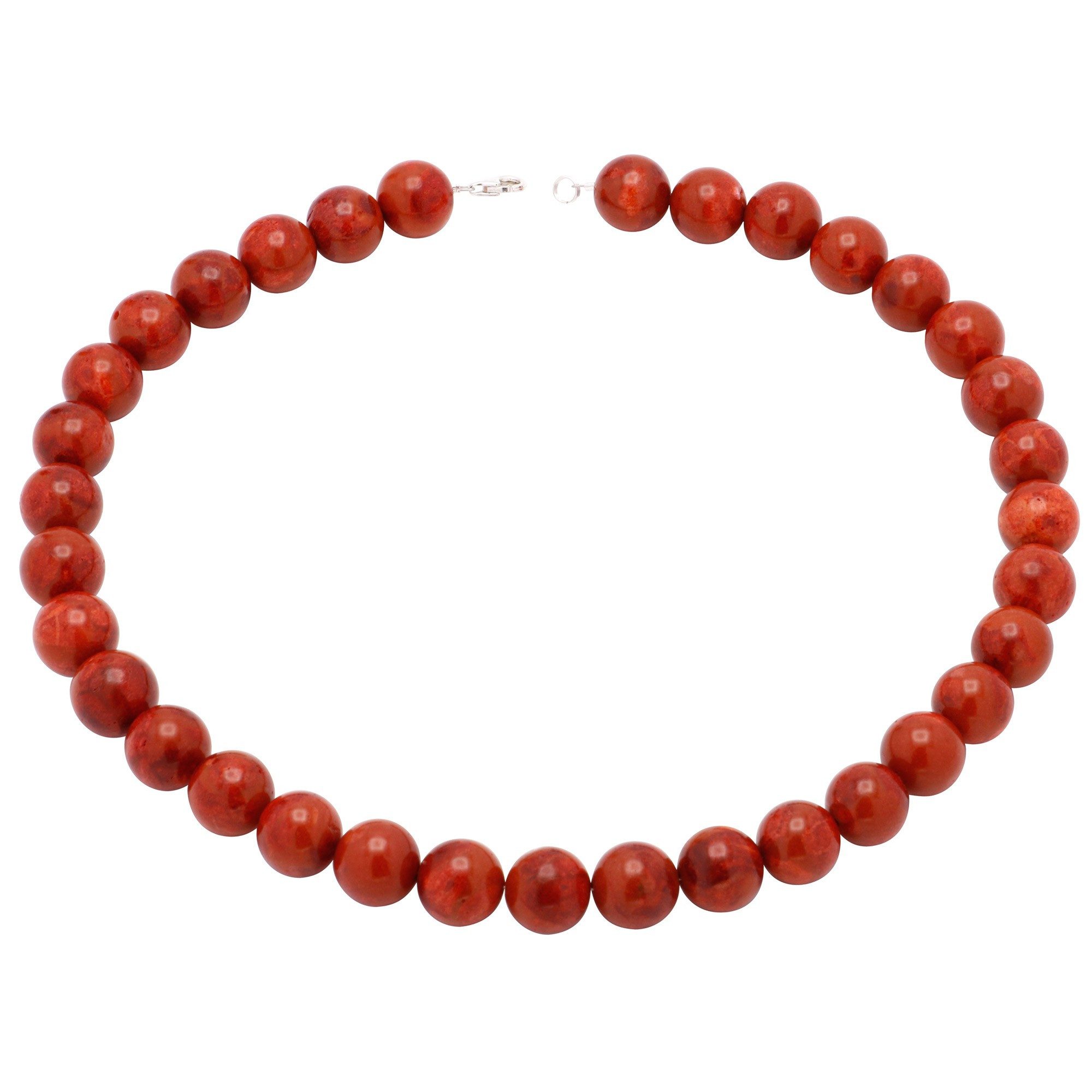 Schmuck Krone Collier Kette aus Koralle, 925 Silber, rot-braun, Silber 925 günstig online kaufen