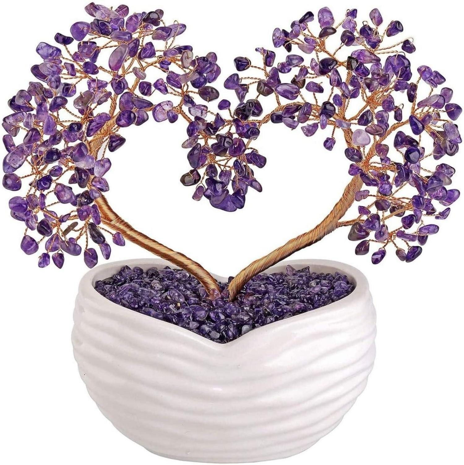 Edelstein Natürlicher Amethyst Kristallbaum Feng Shui Figur 20-21 cm