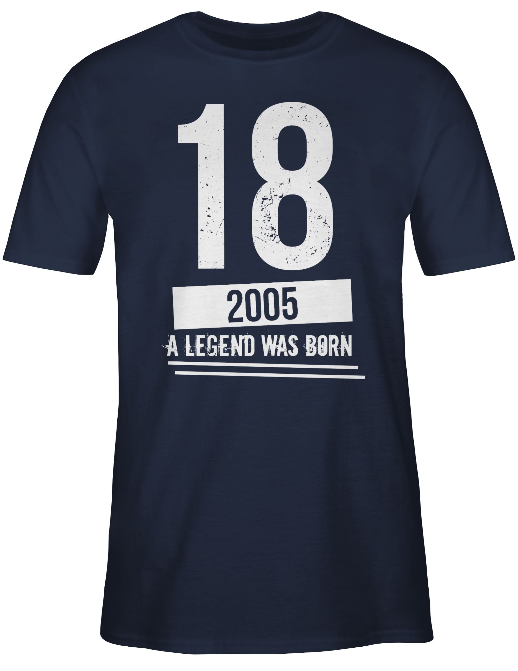 02 T-Shirt Geburtstag 2005 18. Geburtstag Navy Blau Shirtracer Achtzehnter