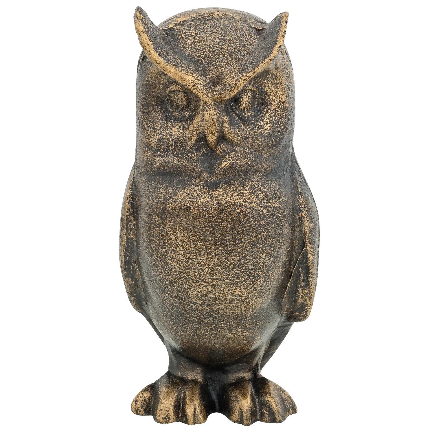 Aubaho Dekofigur Figur Eule Kauz Uhu Vogel Skulptur Eisen Dekoration Antik-Stil 16cm