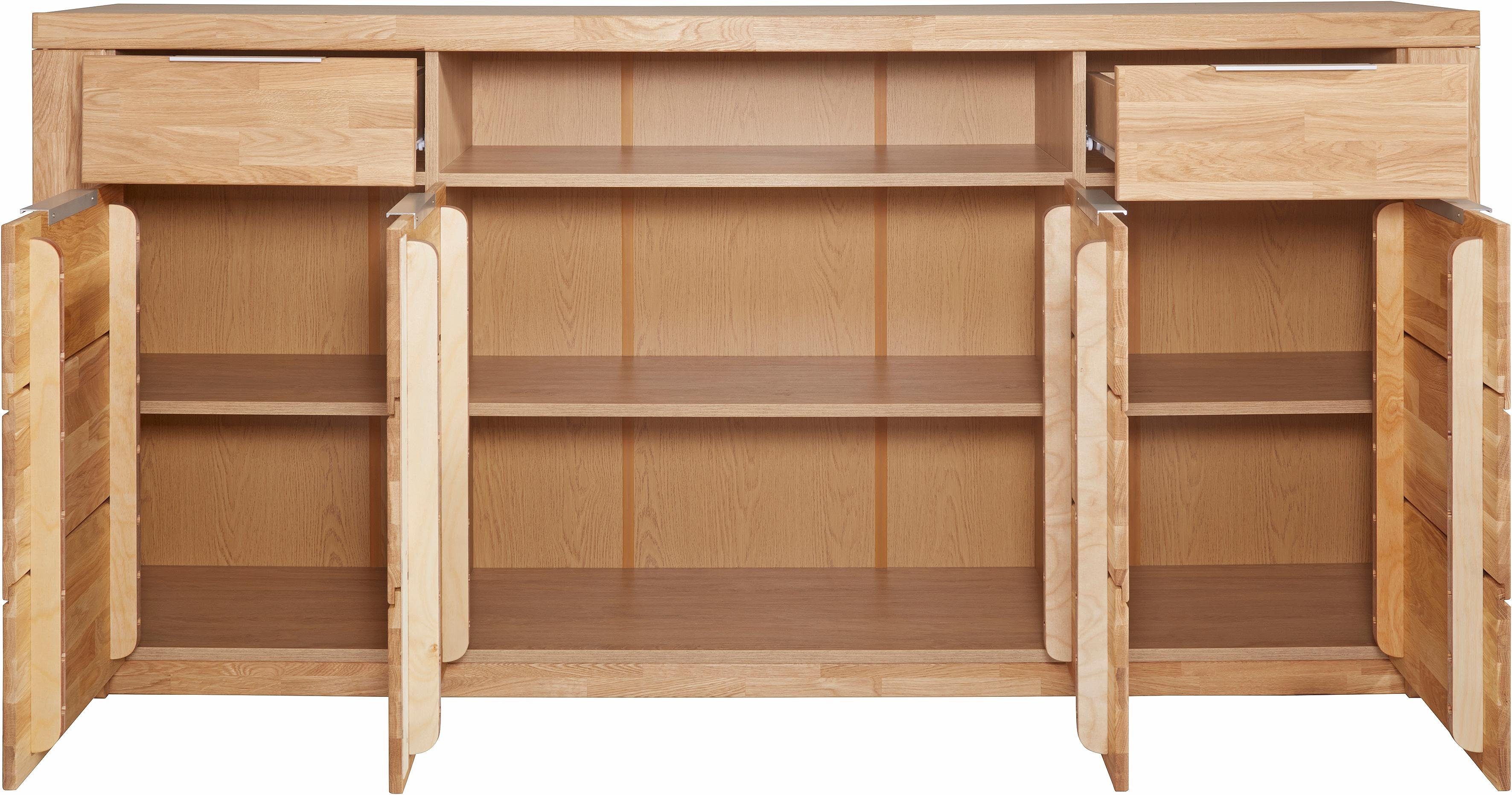 OTTO home Sideboard Zara 2 Schubkästen, 7 Fächer, B/T/H: 200cm/40cm/95cm, Metallgriffe, Eiche – Bild 5 von 5
