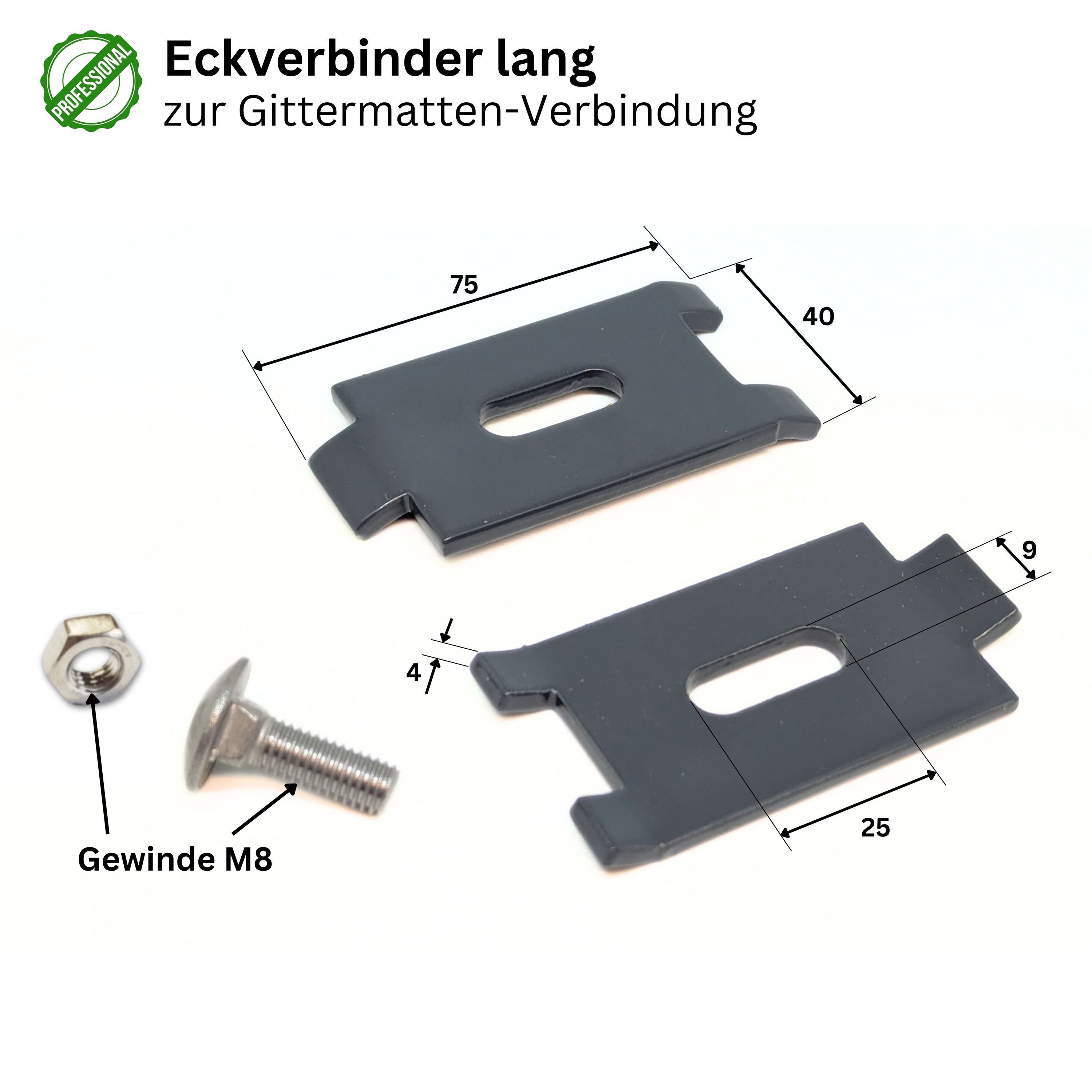 ZAUNIVERSUM Doppelstabmattenzaun 10x Zaunmatten Eckverbinder lang Verzinkt, (10x, Stück), modern, langlebig