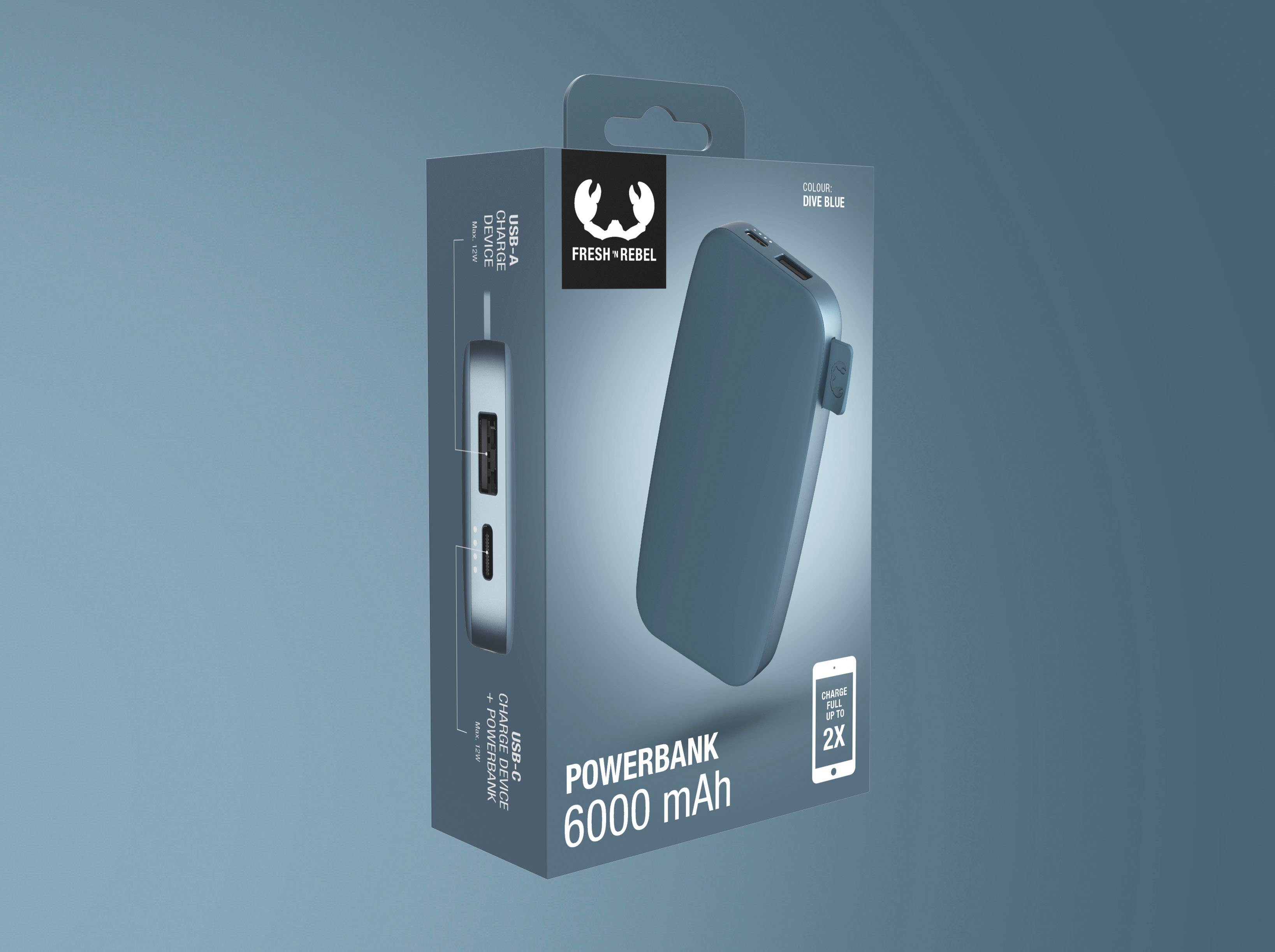 Charge Fresh´n USB-C, Pack Power Fast mit Powerbank V) Rebel 6000mAh (5 dunkelblau