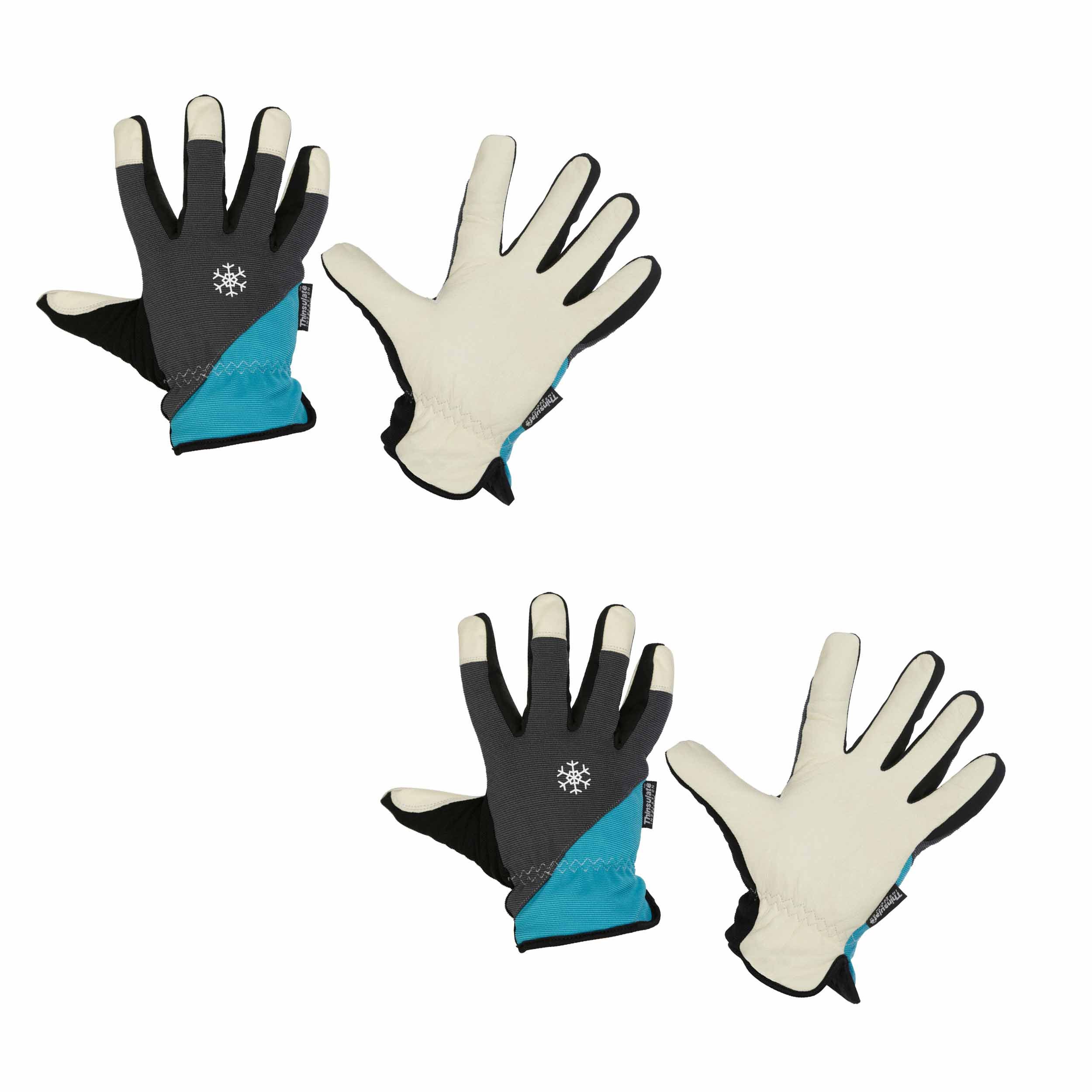 Keron Gartenhandschuhe 2 Paar Winterhandschuhe Polartex II Cr-frei gegerbt (2, Paar) elastischer Spandex-Handrücken