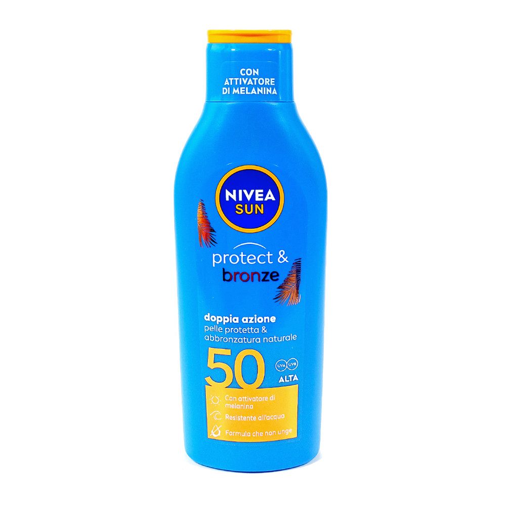 Nivea Sun Sonnenschutzmilch Schutz & Bräune Sonnenmilch LSF 50, 200 ml