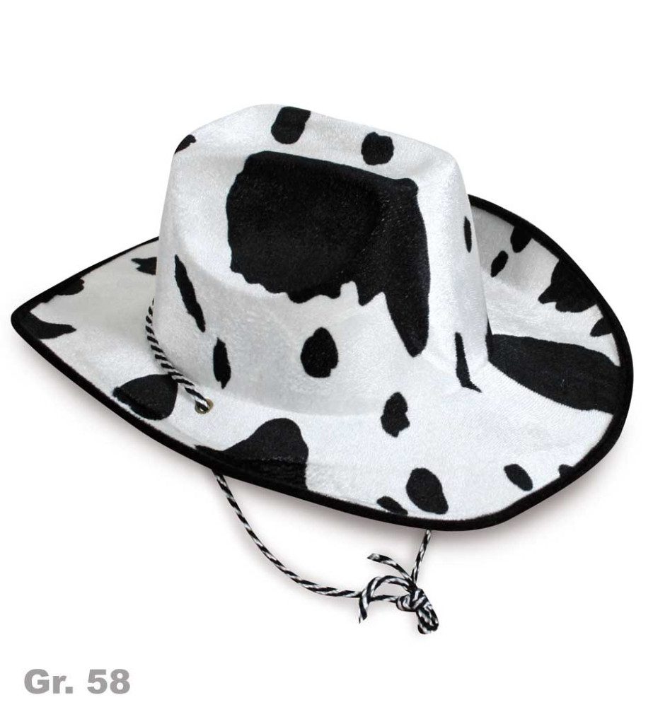 Fries Cowboy-Kostüm Cowboyhut Hut Kuhfell Kuh mit Zugband Gr 58 cm Fasching Karneval, Mit Zugband
