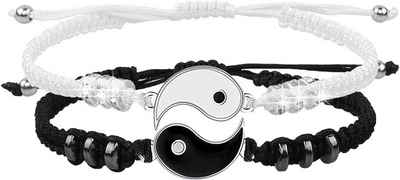 Alster Herz Armband Set 2 Stk. Yin-Yang Armband, schwarz weiß, Harmonie, Geschenkidee, J0459 (2-tlg), verstellbar, wasserfest, Freundschaftsarmband
