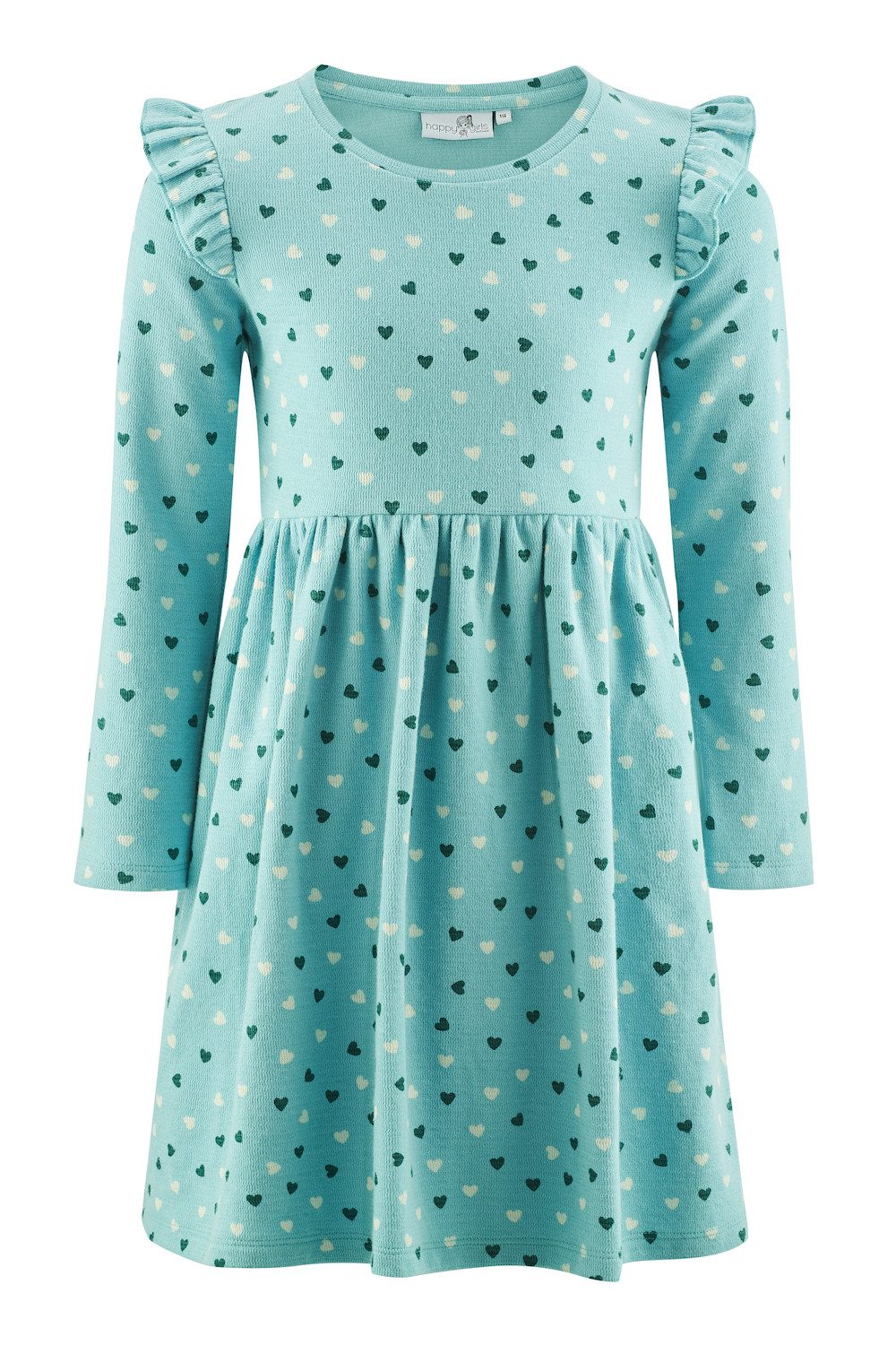 A-Linien-Kleid Happy girls Kleid Langarm Herzen aqua grün