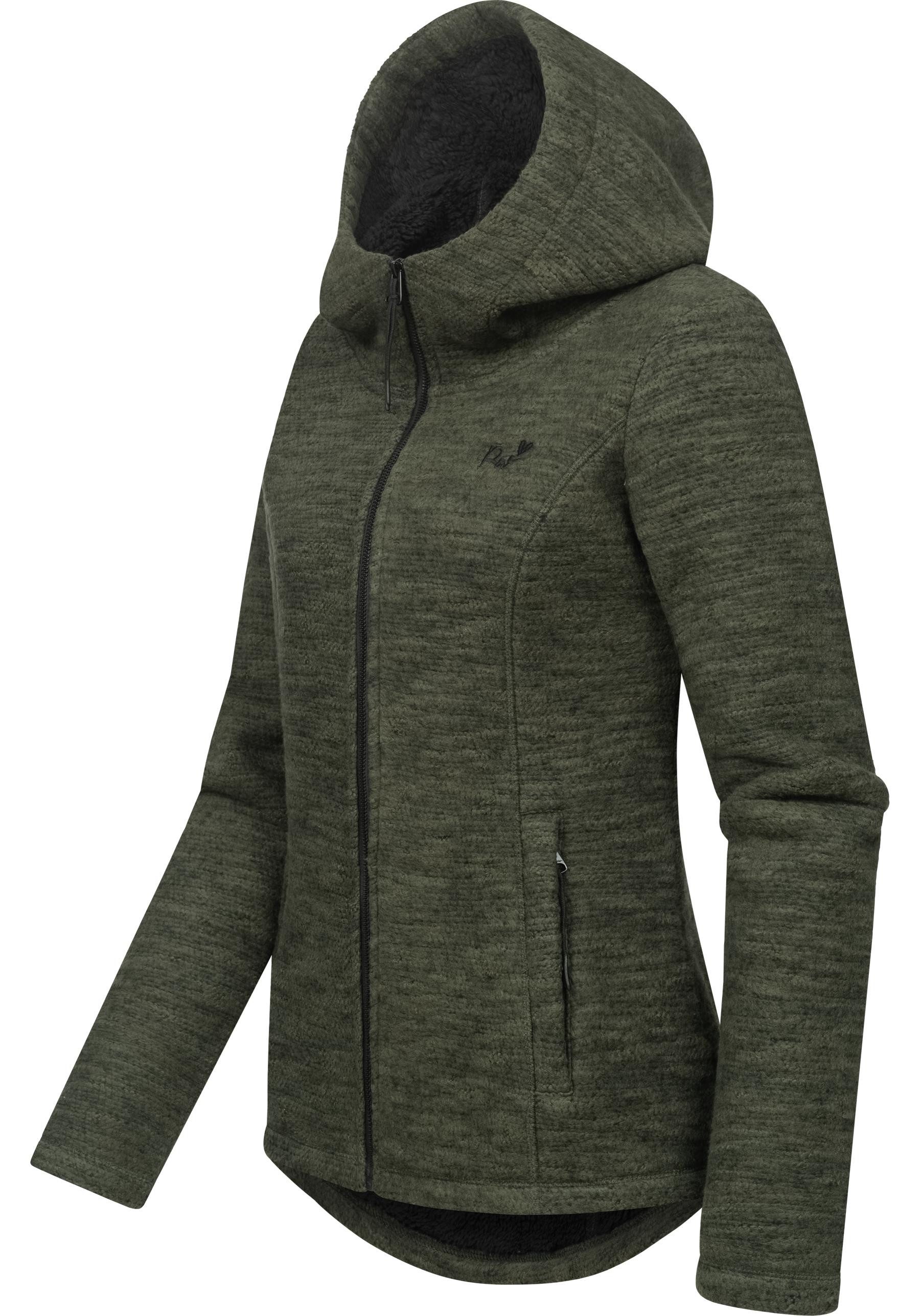 Ragwear Kapuzenstrickjacke Lyshka Melange Kuschelige Kapuzenjacke in Strick-Optik