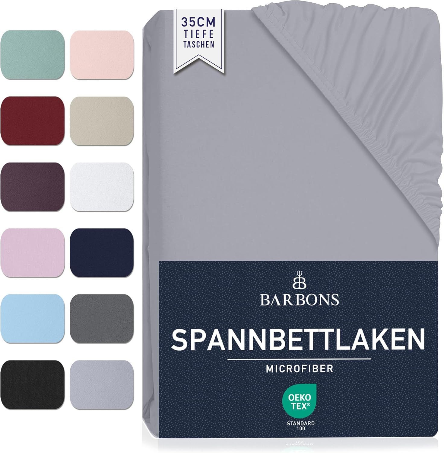 BARBONS Spannbettlaken Spannbetttuch für Matratzen Topper 35 cm Tiefe Elastisches Bettlaken, Gummizug: Rundumgummizug, (1 Stück), Mikrofaser Gebürstete Polyester Rundumgummizug weich pflegeleicht