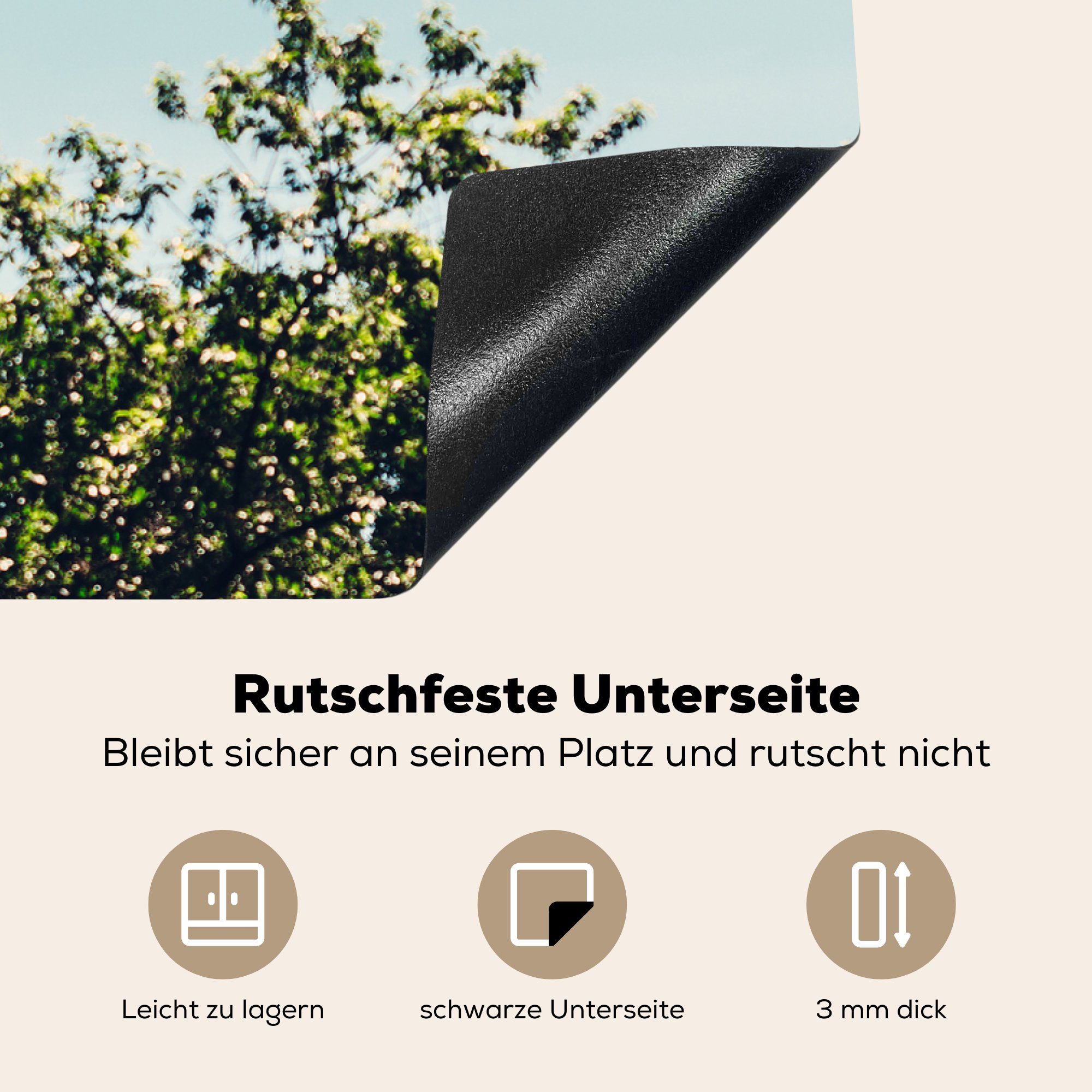 (1 Ceranfeldabdeckung cm, Vinyl, tlg), MuchoWow Turm küche, Schutz - Architektur Herdblende-/Abdeckplatte Blätter, 81x52 die - Induktionskochfeld New York für -