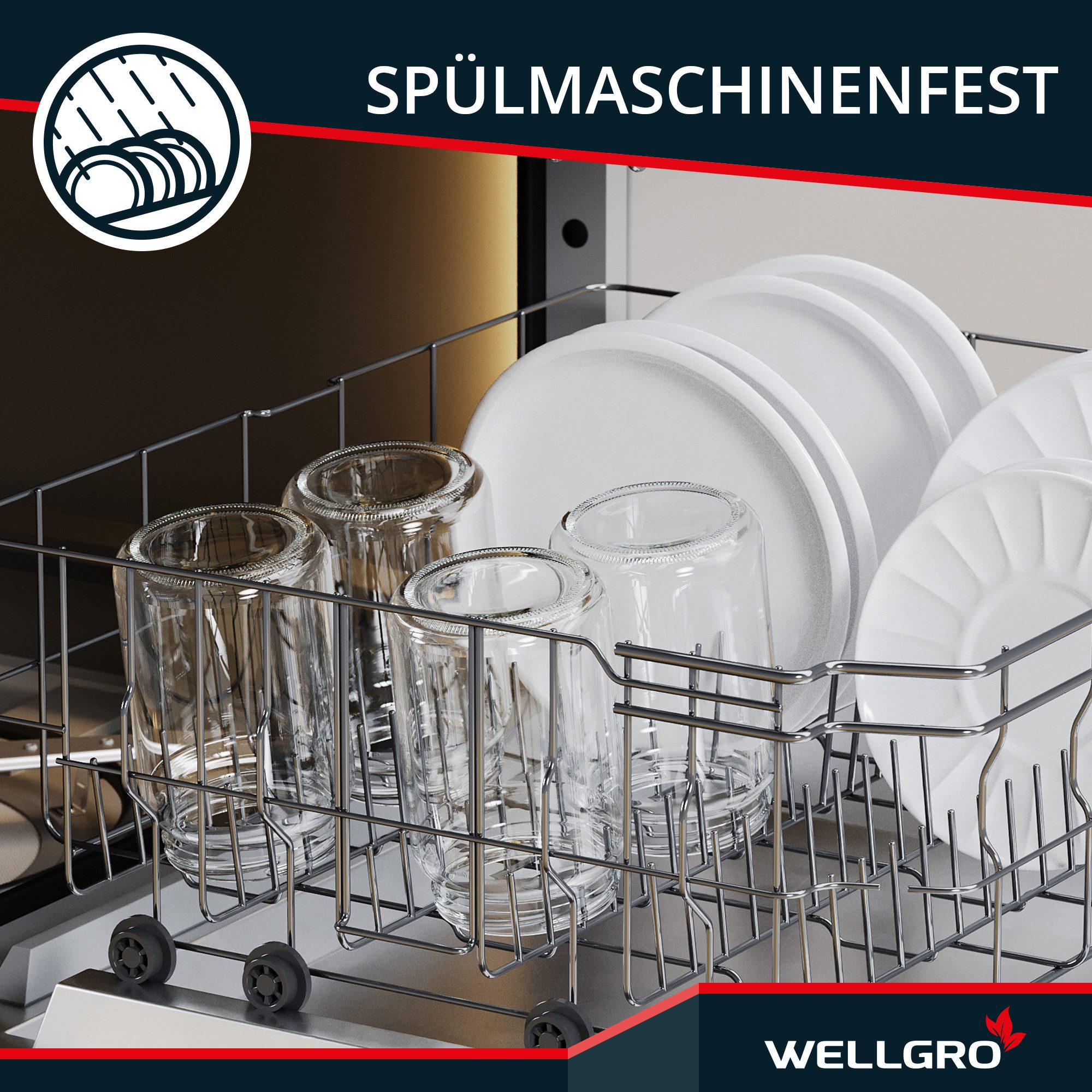 Wellgro Vorratsglas Einmachgläser mit Schraubdeckel TO 82, grün kariert, (6-tlg) – Bild 3 von 5
