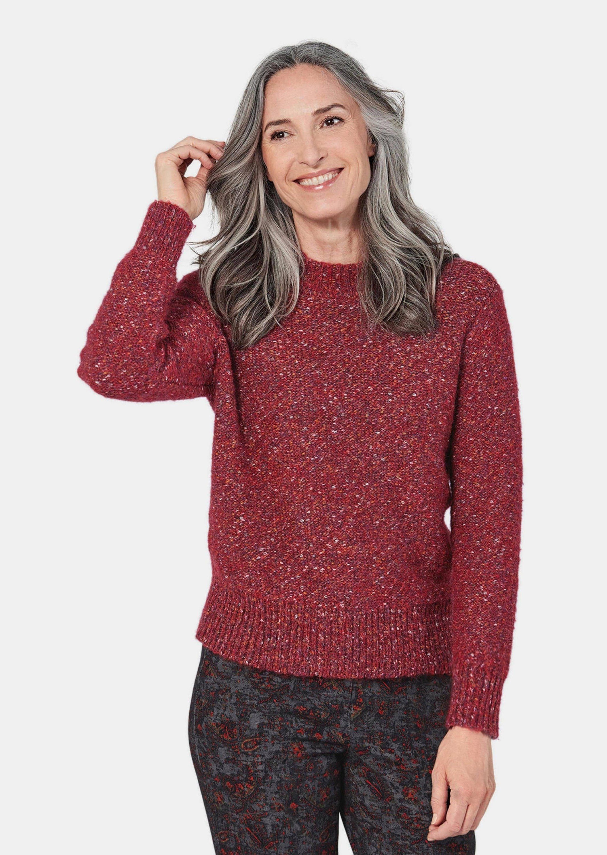 GOLDNER Druckbluse Kurzgröße: Strickpullover in Boucle Optik