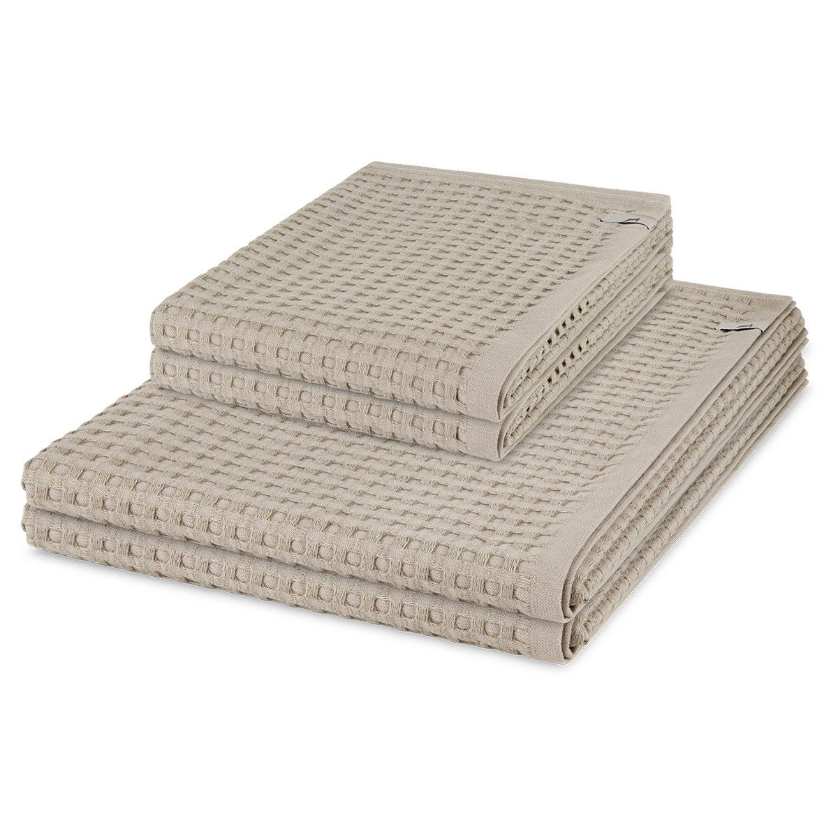 Möve Handtuch Set Piquee, Waffel-Pique (Spar-Set, 4-St), 2 X Handtuch 2 X Duschtuch im Set - Baumwolle - Saugstark