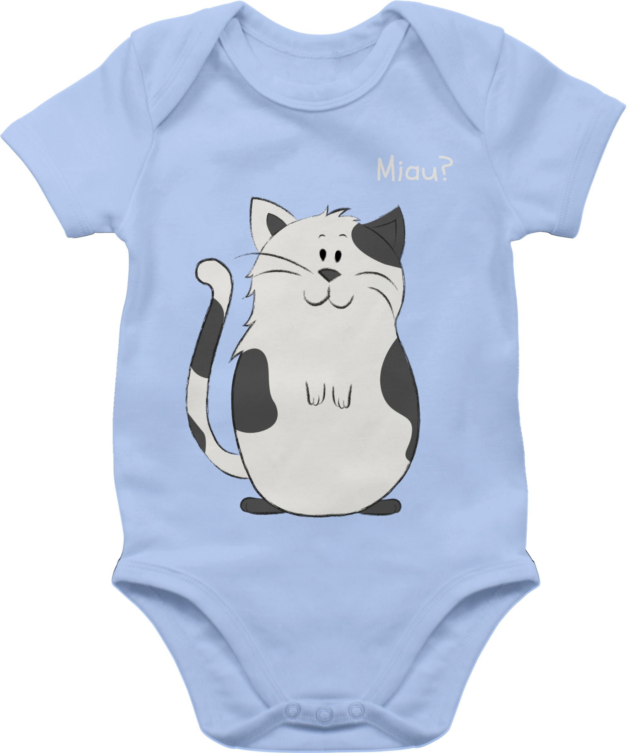Animal Shirtbody Babyblau Print Baby Katze lustige 2 Shirtracer Tiermotiv