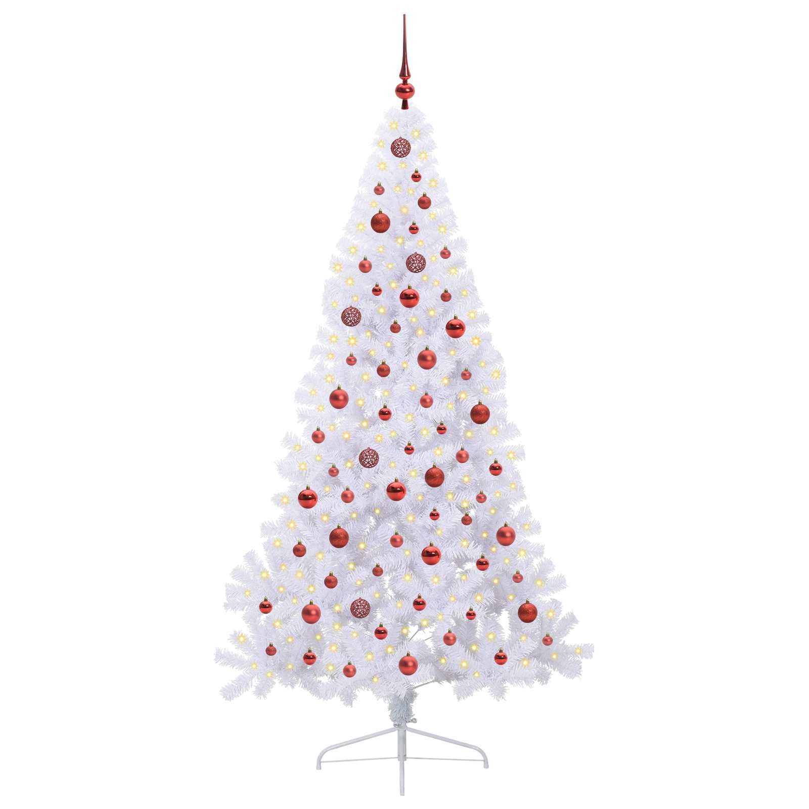 vidaXL Künstlicher Weihnachtsbaum Künstlicher Weihnachtsbaum Weiß 210 cm PVC und Stahl