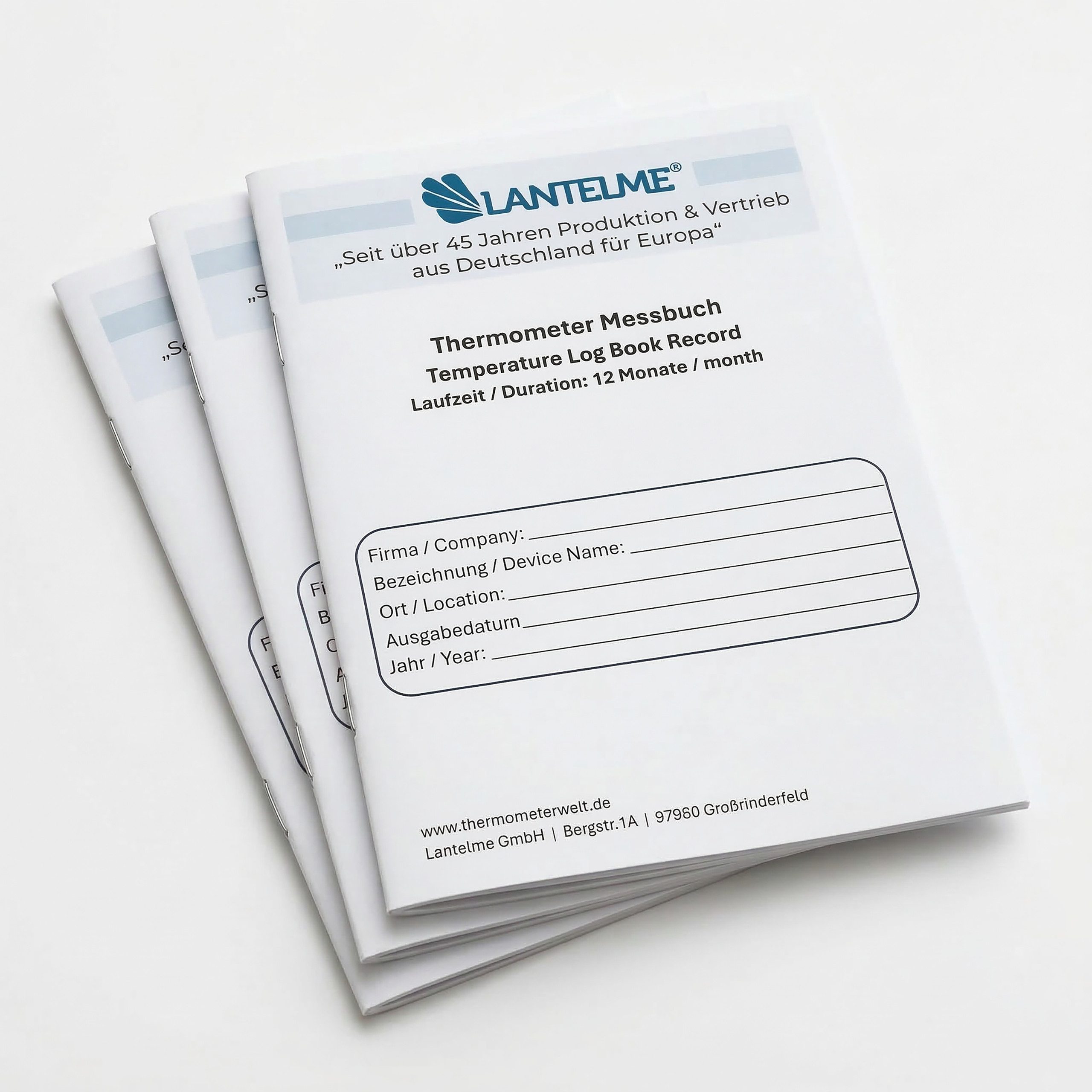 Lantelme Raumthermometer Kühlschrank Thermometer Temperaturprotokoll Buch 2 Monate Laufzeit, 3-tlg., Protokollbücher DIN A5 Anzahl wählbar 12 Monate 3 Notizen/Tag