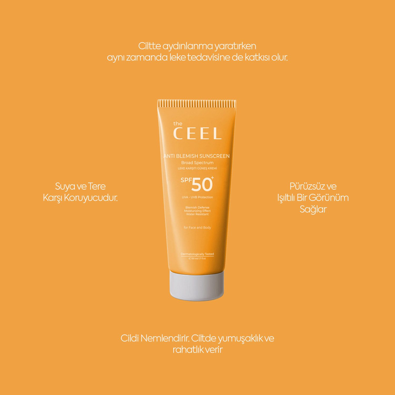 THE CEEL Sonnenschutzcreme Fleckenreduzierend Sonnencreme-hoher Schutz für alle Hauttypen Pflege, Natürliche Inhaltsstoffe, Spf 50. 50 ml
