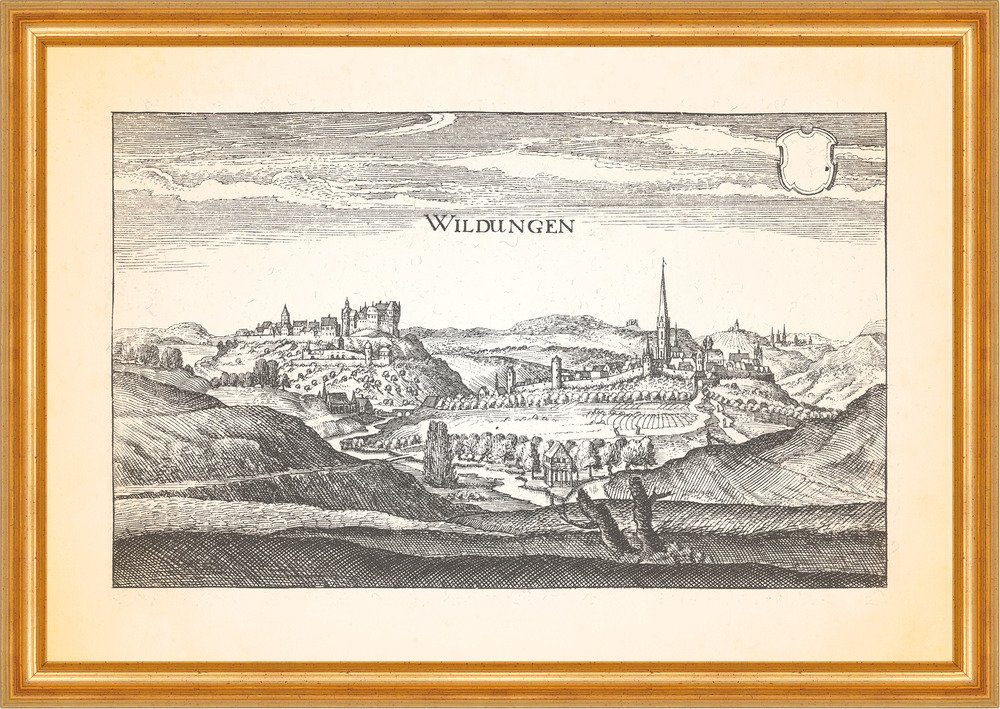 Kunstdruck Wildungen Staatsbad Quellenmuseum Schloss Friedrichstein Merian 0070 G