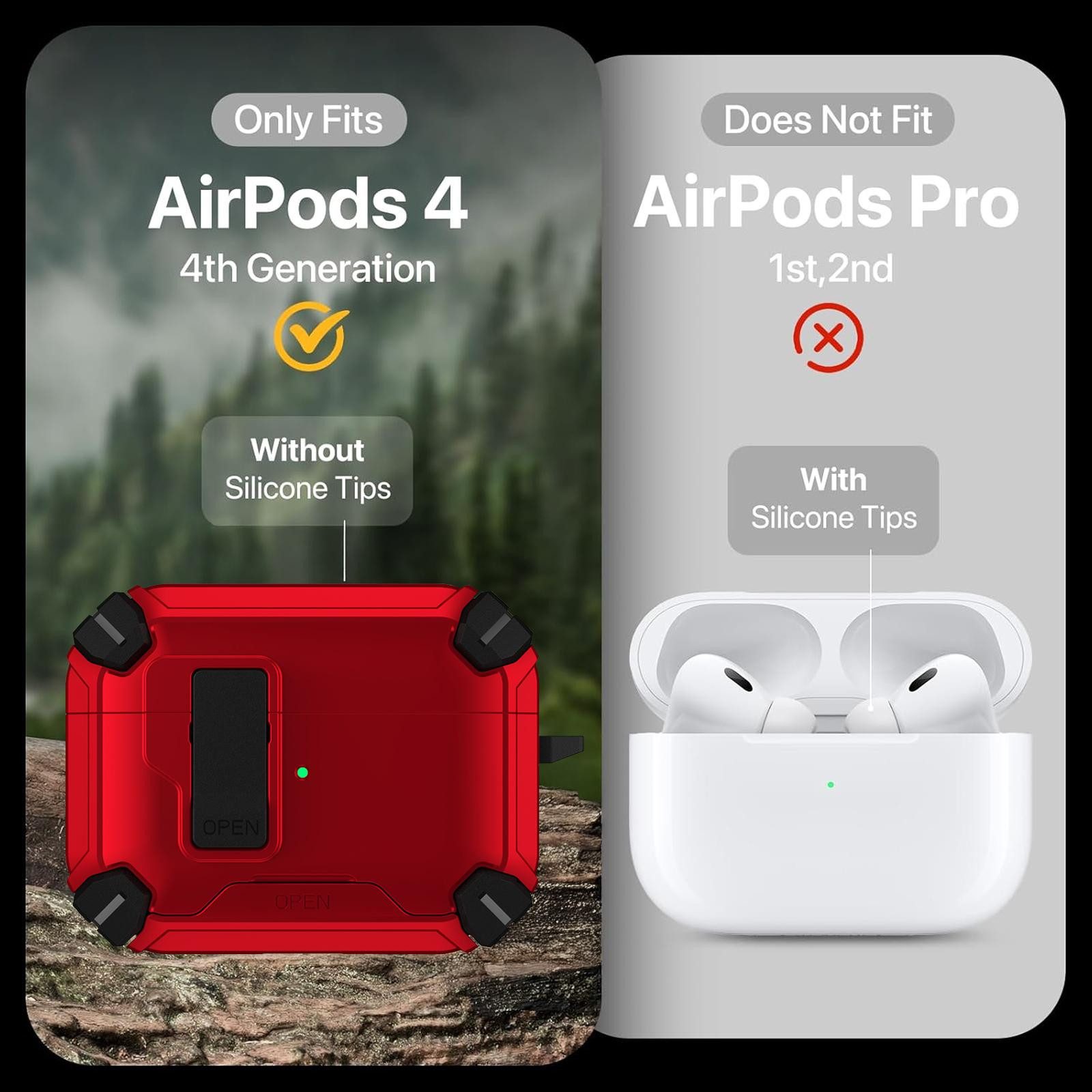 CoolGadget Kopfhörer-Schutzhülle für Apple AirPods 4 Kunststoff, Stoßfest Ständer Clip Karabiner MagSafe Case Schutz Cover