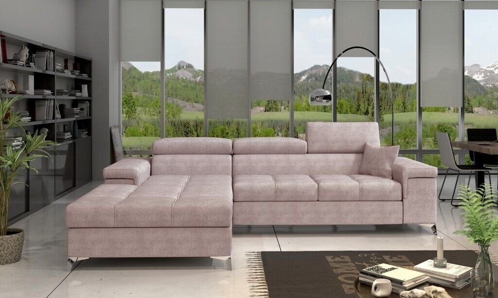 Rosa Ecksofa, JVmoebel Modern Wohnlandschaft Design Stoff Ecksofa L-Form Couch Sofa
