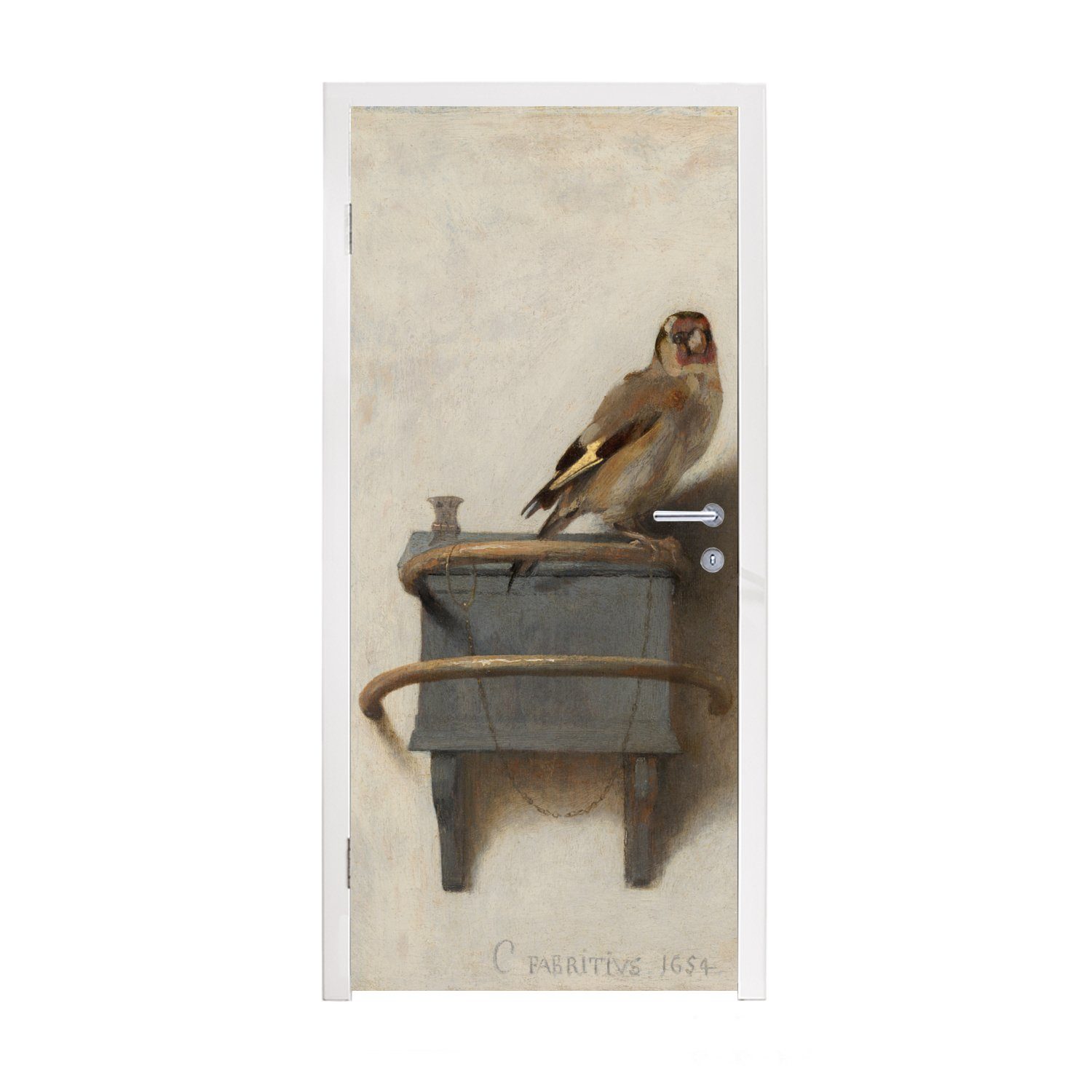 MuchoWow Türtapete Der Stieglitz - Carel Fabritius, Matt, bedruckt, (1 St), Fototapete für Tür, Türaufkleber, 75x205 cm