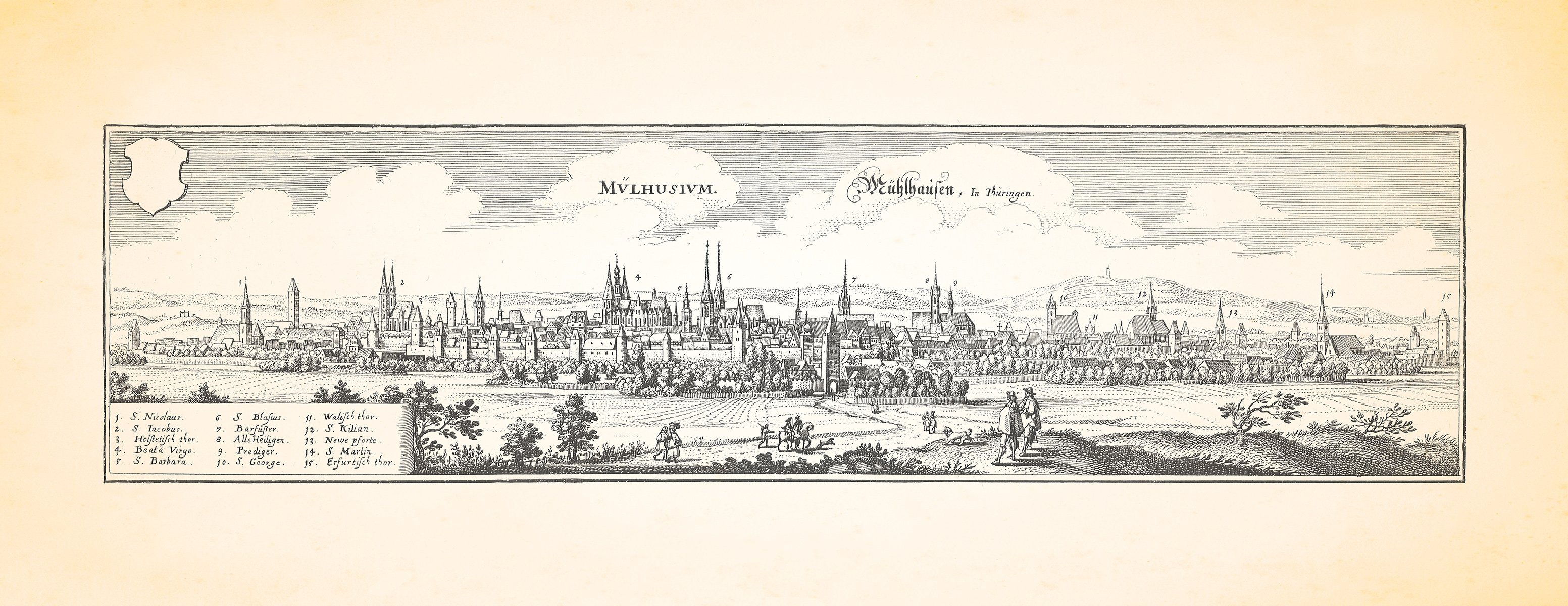 Kunstdruck Mühlhausen Stadtmauer Marienkirche Frauentor Thomasquelle Stadtwald Me