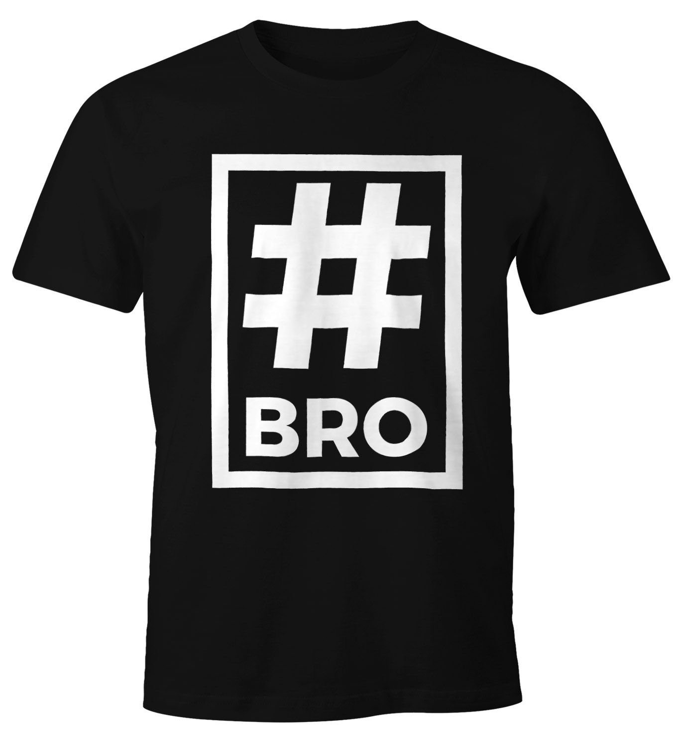Print-Shirt T-Shirt MoonWorks Moonworks® Bro schwarz Herren Print Hashtag Brother mit