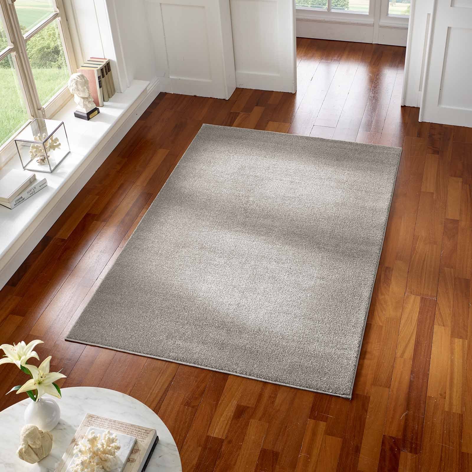 TaraCarpet Teppich Kurzflor-Webteppich Gala, rechteckig, Höhe: 13 mm, uni grau Soft Touch Wohnzimmer Schlafzimmer Kinderzimmer 080x150 cm