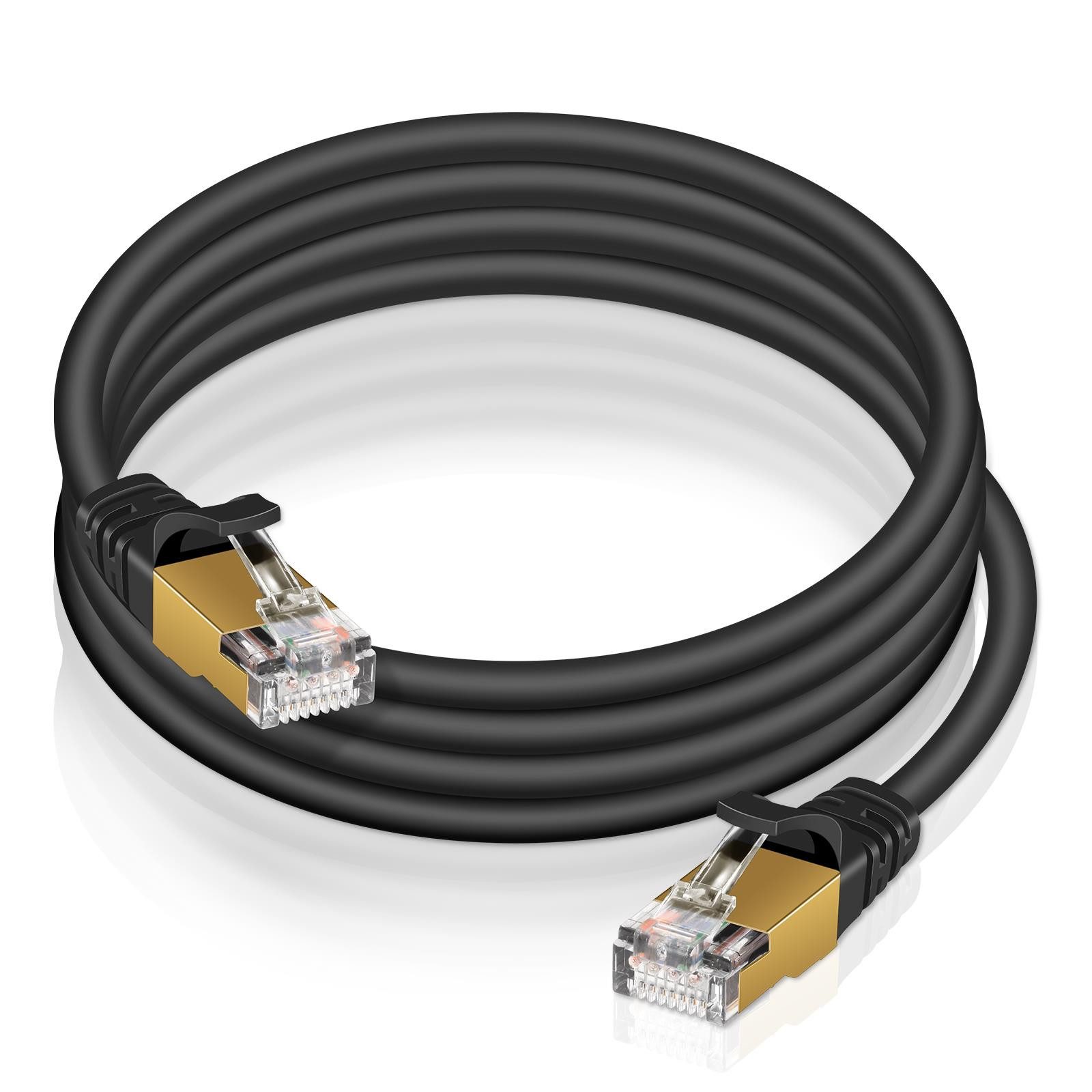 VERCO Cat 7 Netzwerkkabel rundes LAN-Kabel, RJ-45 (Ethernet), (800 cm), 10 / 100 / 1000 Mbits Geschwindigkeit bis 1 Gbits S/FTP Patchkabel
