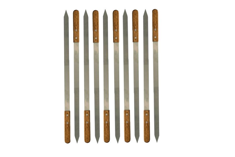 walexo Grillspieß Edelstahl Kebab Adana Grillspieße 600x23x2mm Holzgriff (10-St)