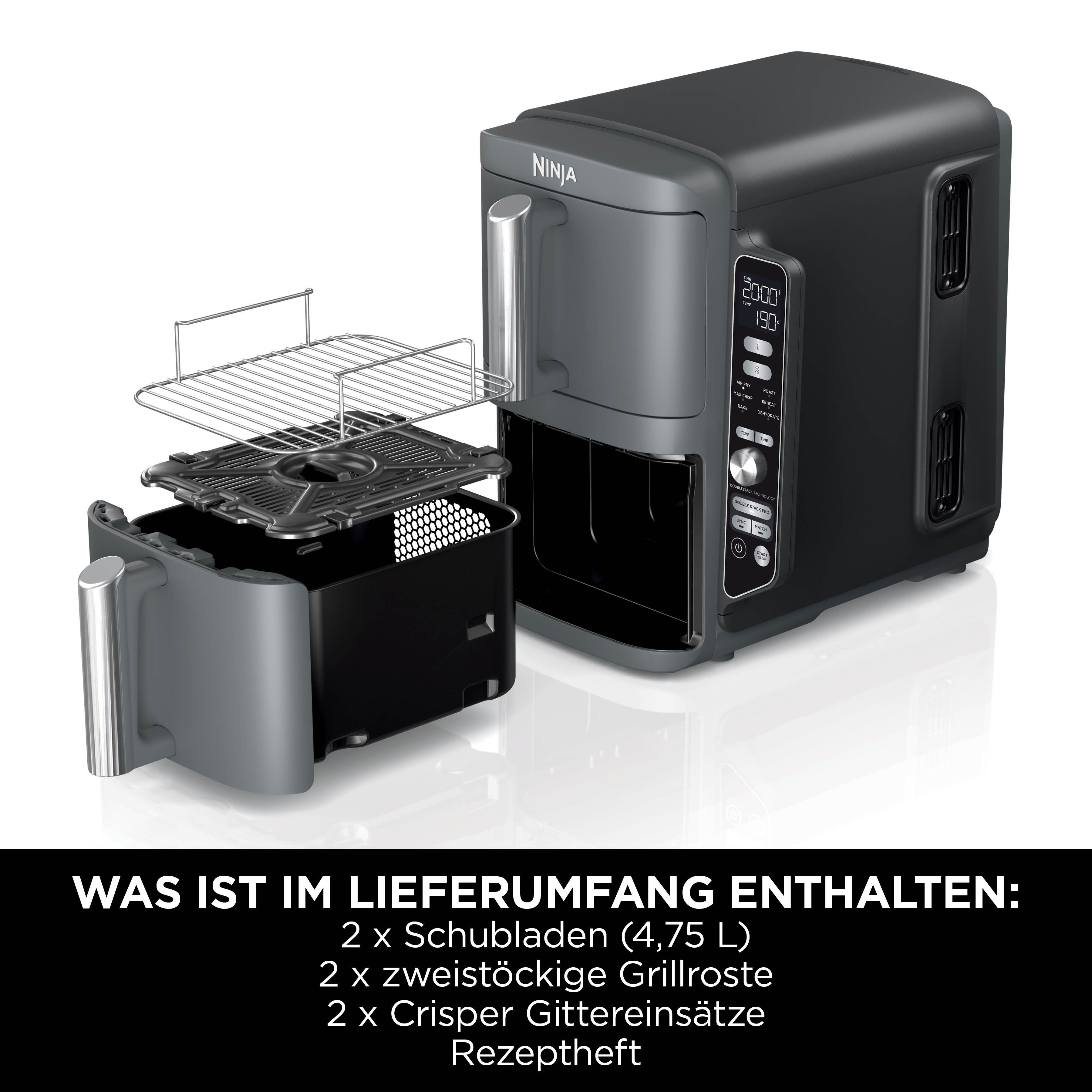 NINJA Heißluftfritteuse SL400EU Double Stack XL, 2470 W