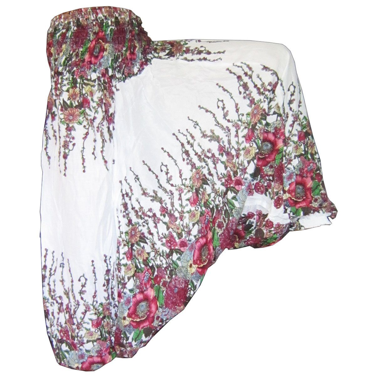 PANASIAM Haremshose Aladinhose mit Blumenmuster aus 100% natürlicher Viskose Haremshose lockere Loungewear weite Pumphose Freizeithose für Alltag Meditation